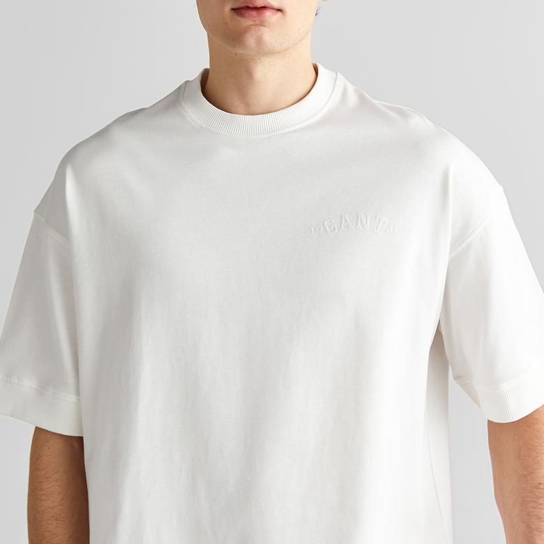 GANT Erkek Krem Orijinal Fit Bisiklet Yaka Logolu T-Shirt