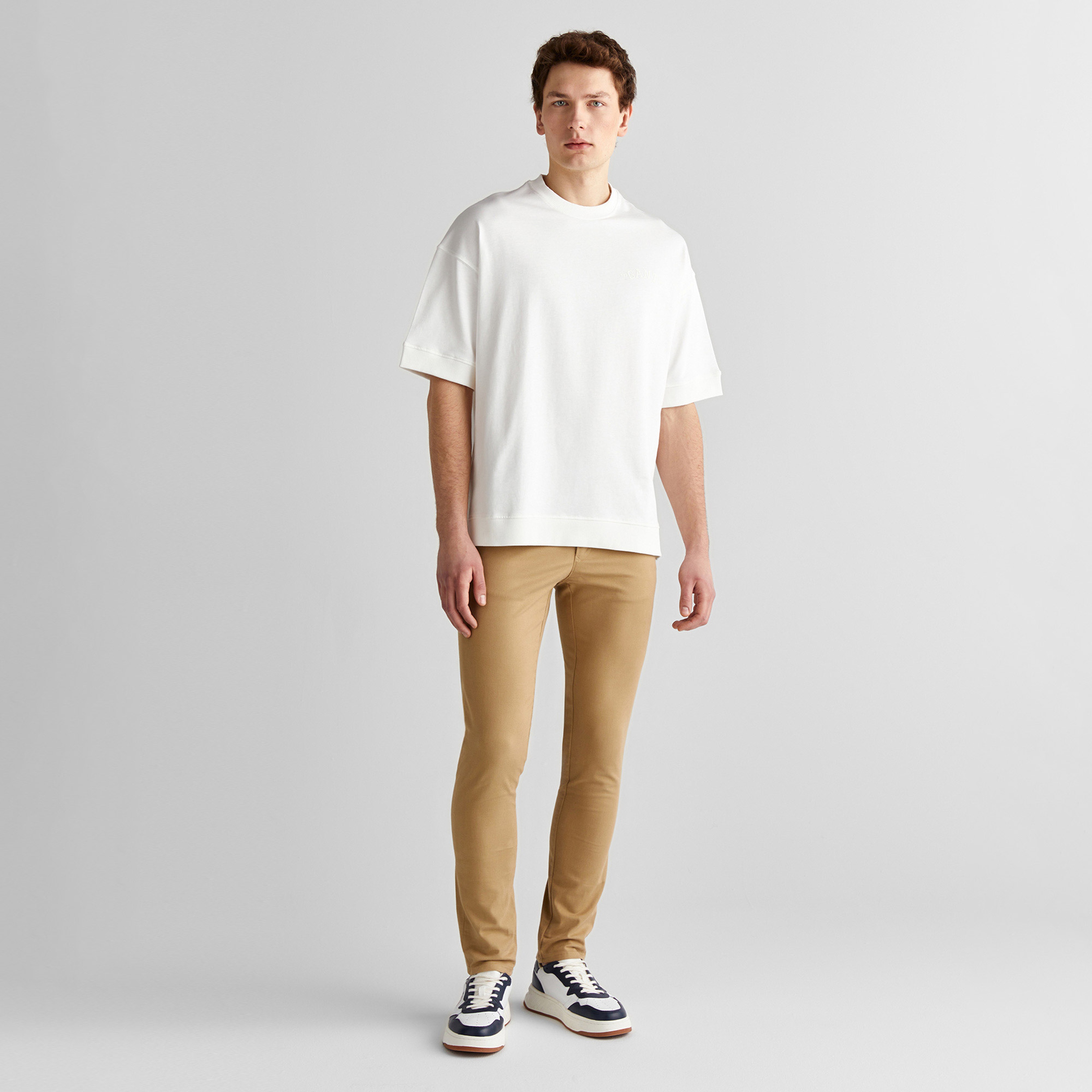 GANT Erkek Krem Orijinal Fit Bisiklet Yaka Logolu T-Shirt