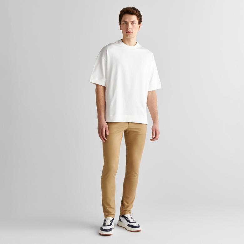 GANT Erkek Krem Orijinal Fit Bisiklet Yaka Logolu T-Shirt