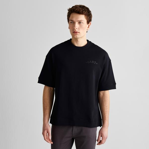 GANT Erkek Siyah Orijinal Fit Bisiklet Yaka Logolu T-Shirt