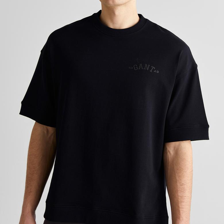 GANT Erkek Siyah Orijinal Fit Bisiklet Yaka Logolu T-Shirt