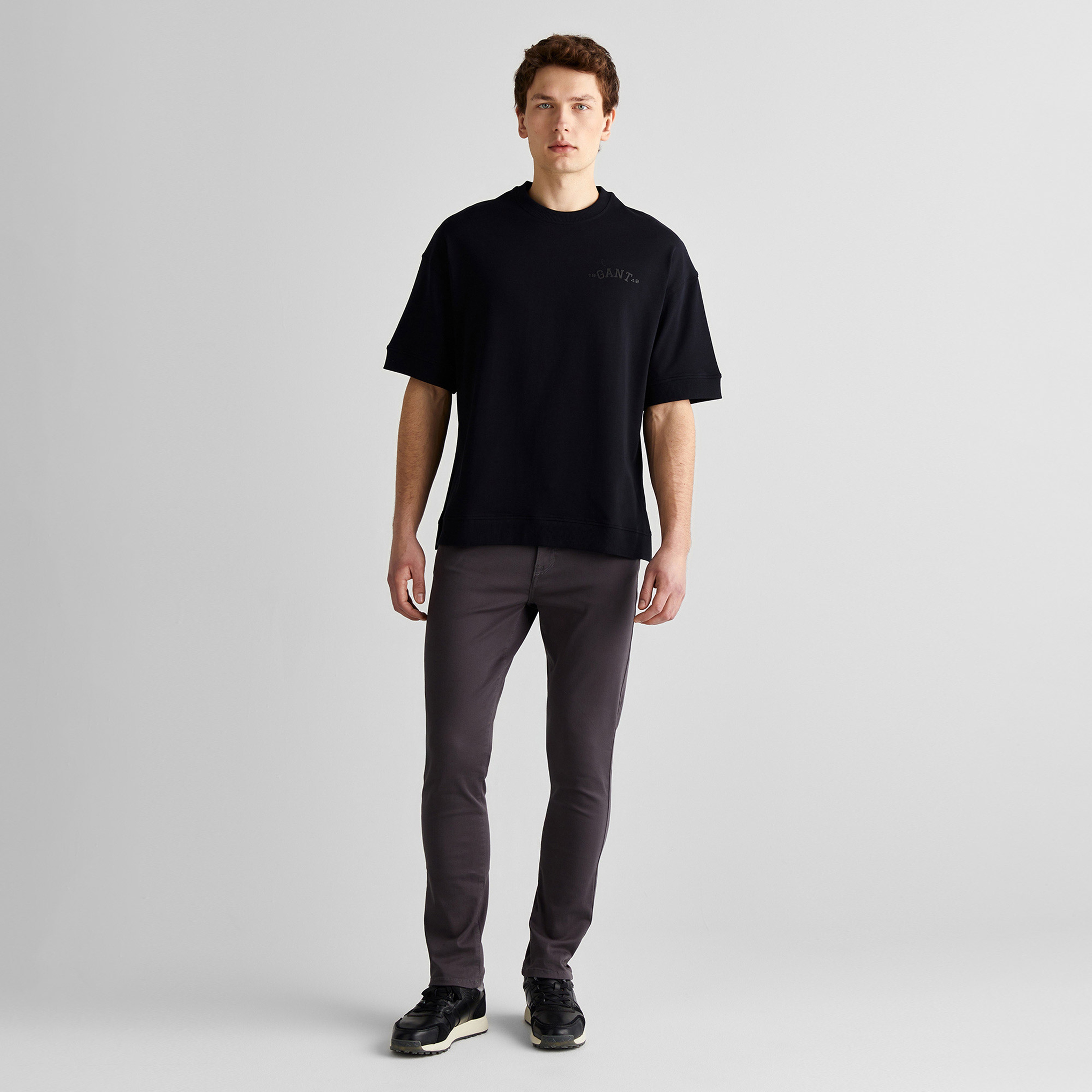 GANT Erkek Siyah Orijinal Fit Bisiklet Yaka Logolu T-Shirt