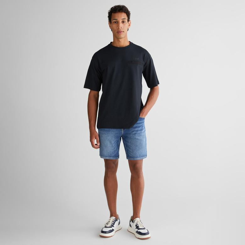 GANT Erkek Siyah Relaxed Fit Bisiklet Yaka Logolu T-Shirt