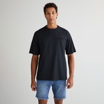 GANT Erkek Siyah Relaxed Fit Bisiklet Yaka Logolu T-Shirt