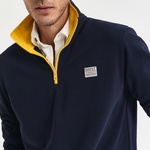 GANT Erkek Lacivert Regular Fit Yarım Fermuarlı Logolu Sweatshirt