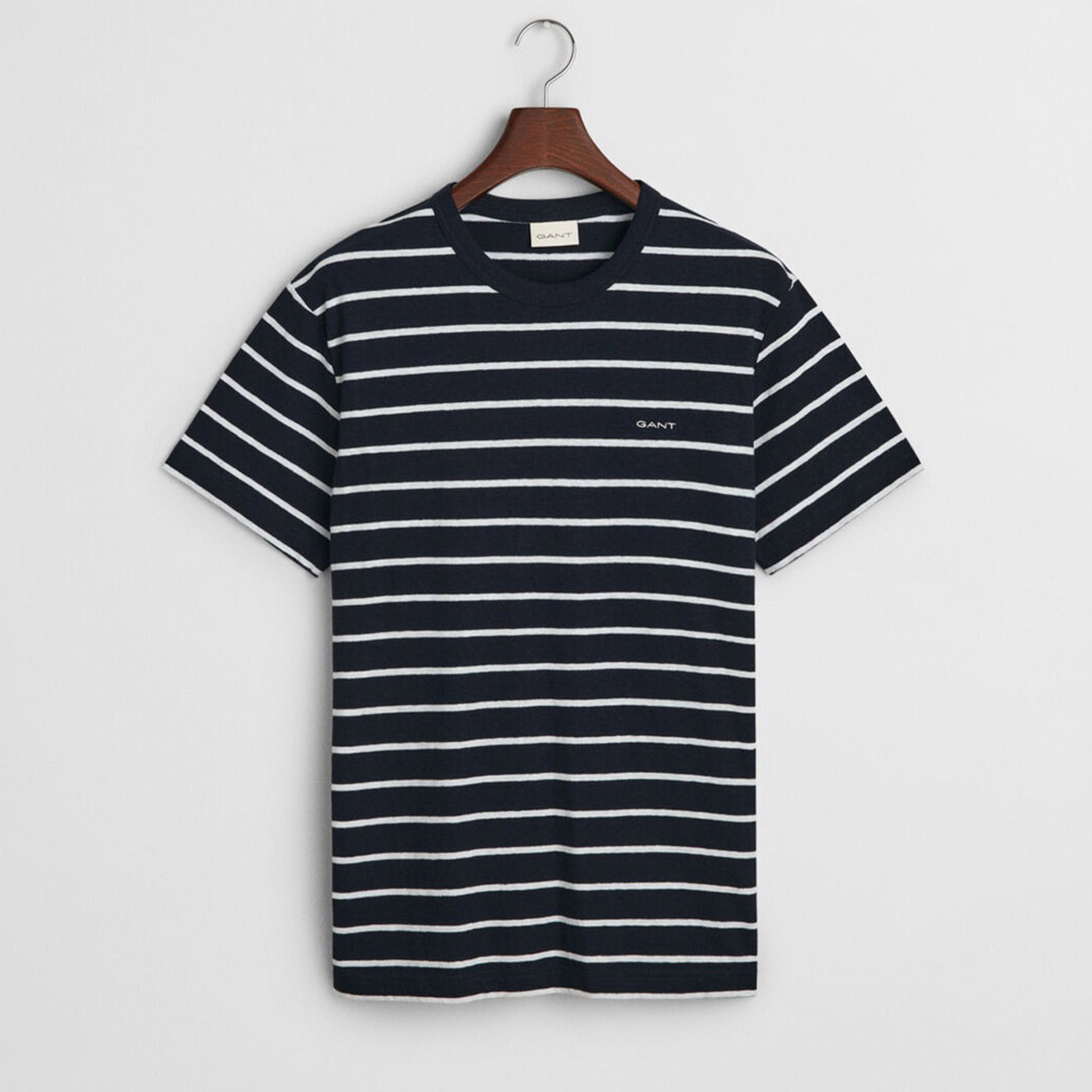 GANT Erkek Lacivert Regular Fit Bisiklet Yaka Çizgili T-Shirt