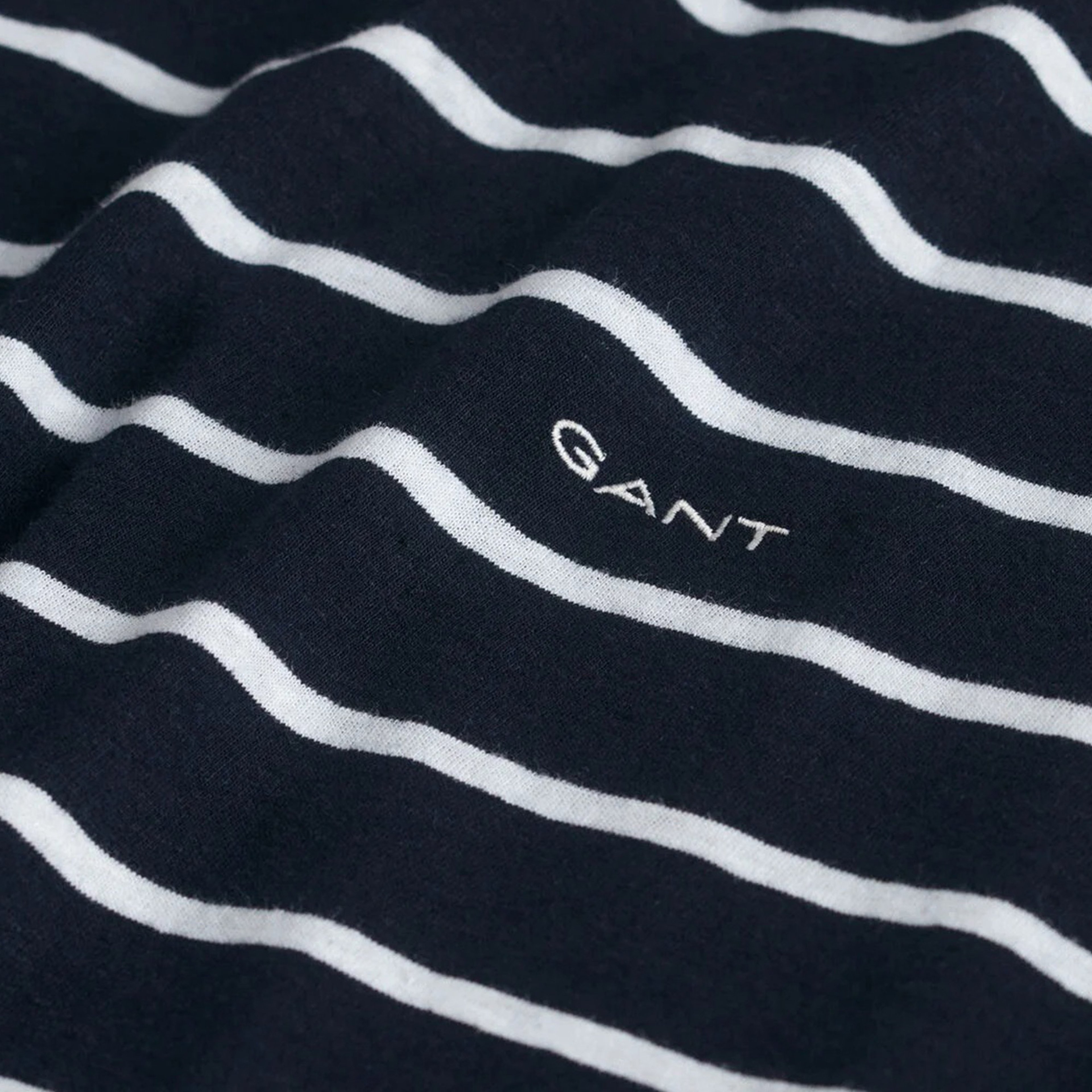 GANT Erkek Lacivert Regular Fit Bisiklet Yaka Çizgili T-Shirt