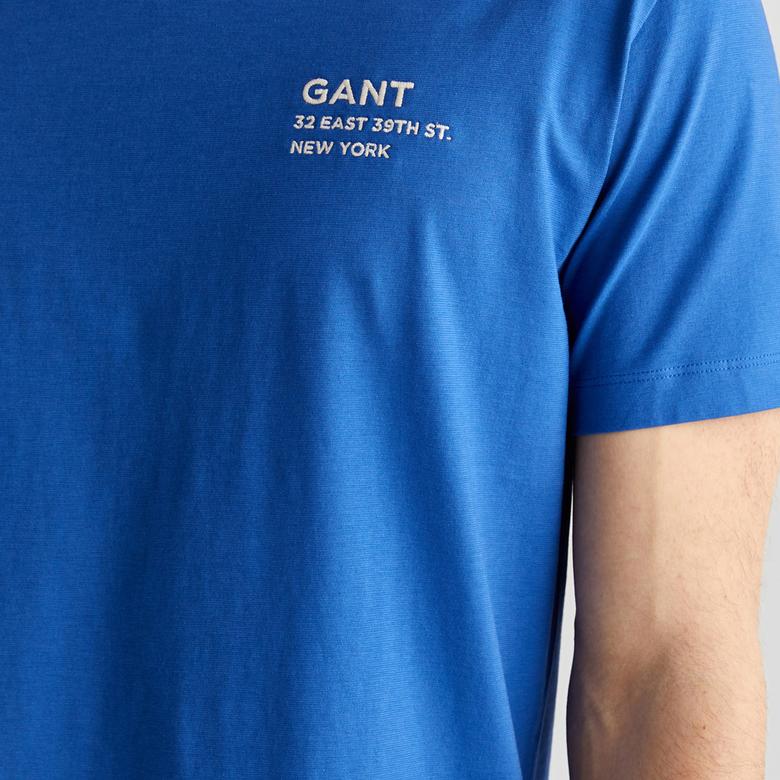 GANT Erkek Lacivert Regular Fit Bisiklet Yaka Logolu T-Shirt