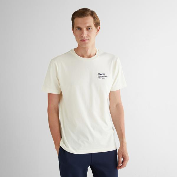 GANT Erkek Krem Regular Fit Bisiklet Yaka Logolu T-Shirt