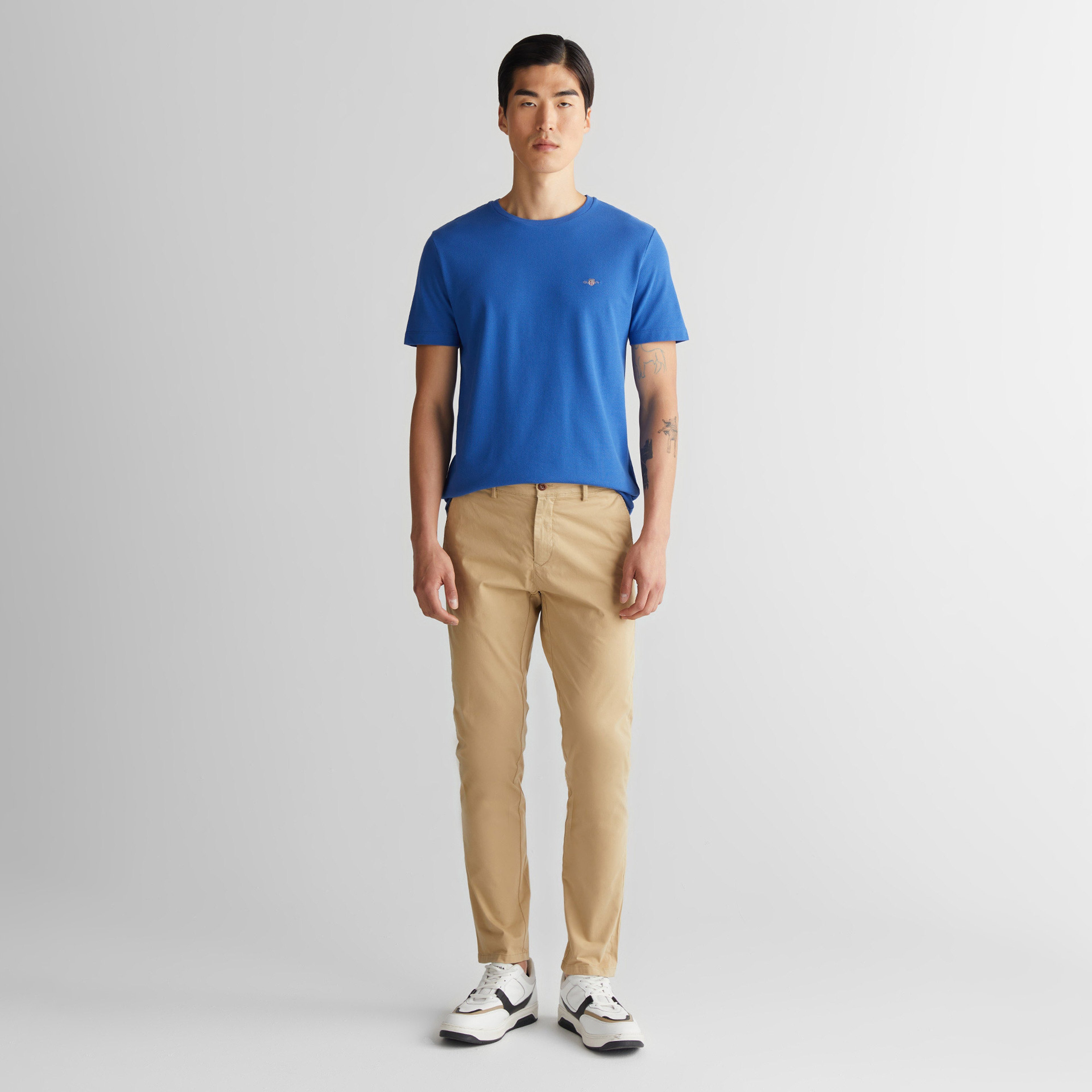 GANT Erkek Mavi Slim Fit Bisiklet Yaka T-Shirt