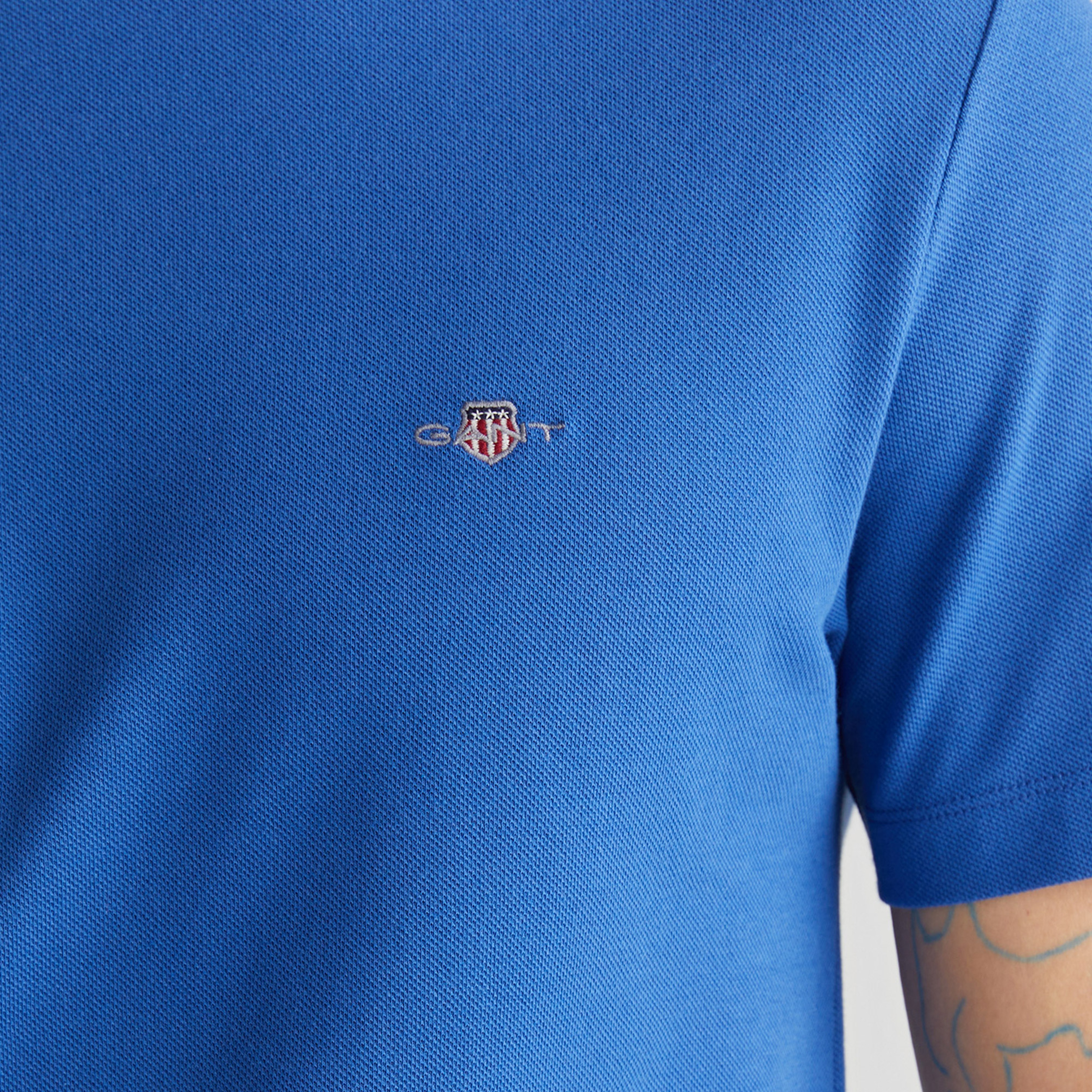 GANT Erkek Mavi Slim Fit Bisiklet Yaka T-Shirt