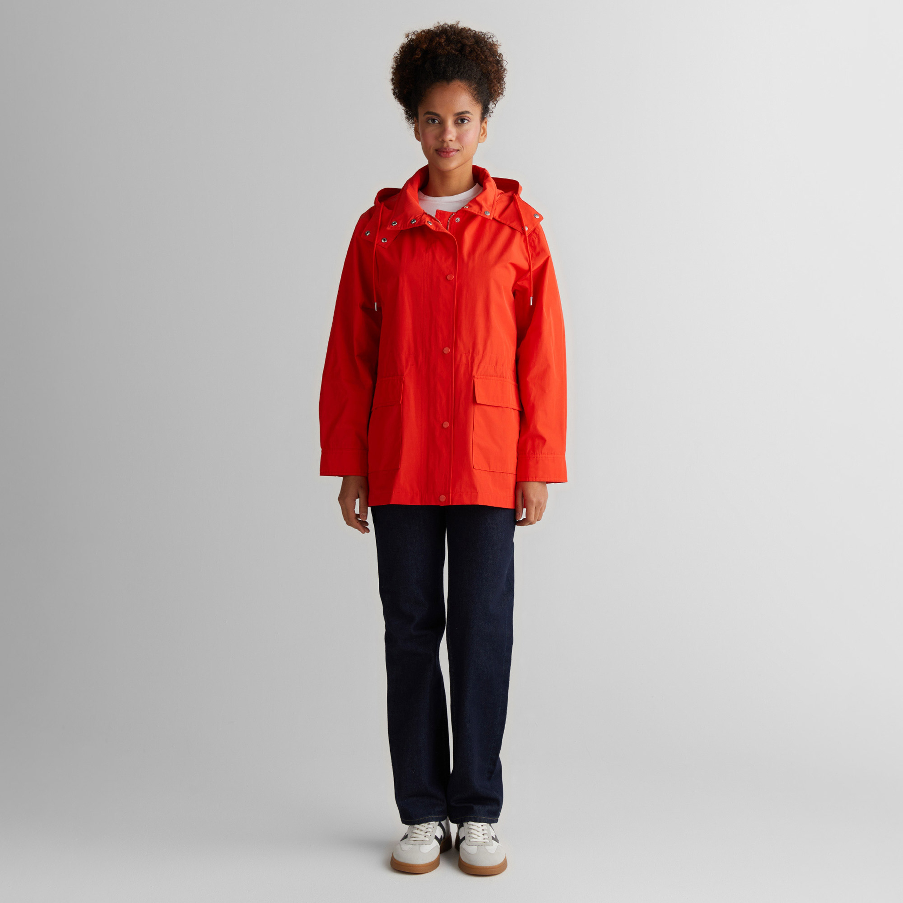 GANT Kadın Turuncu Relaxed Fit Kapüşonlu Yağmurluk
