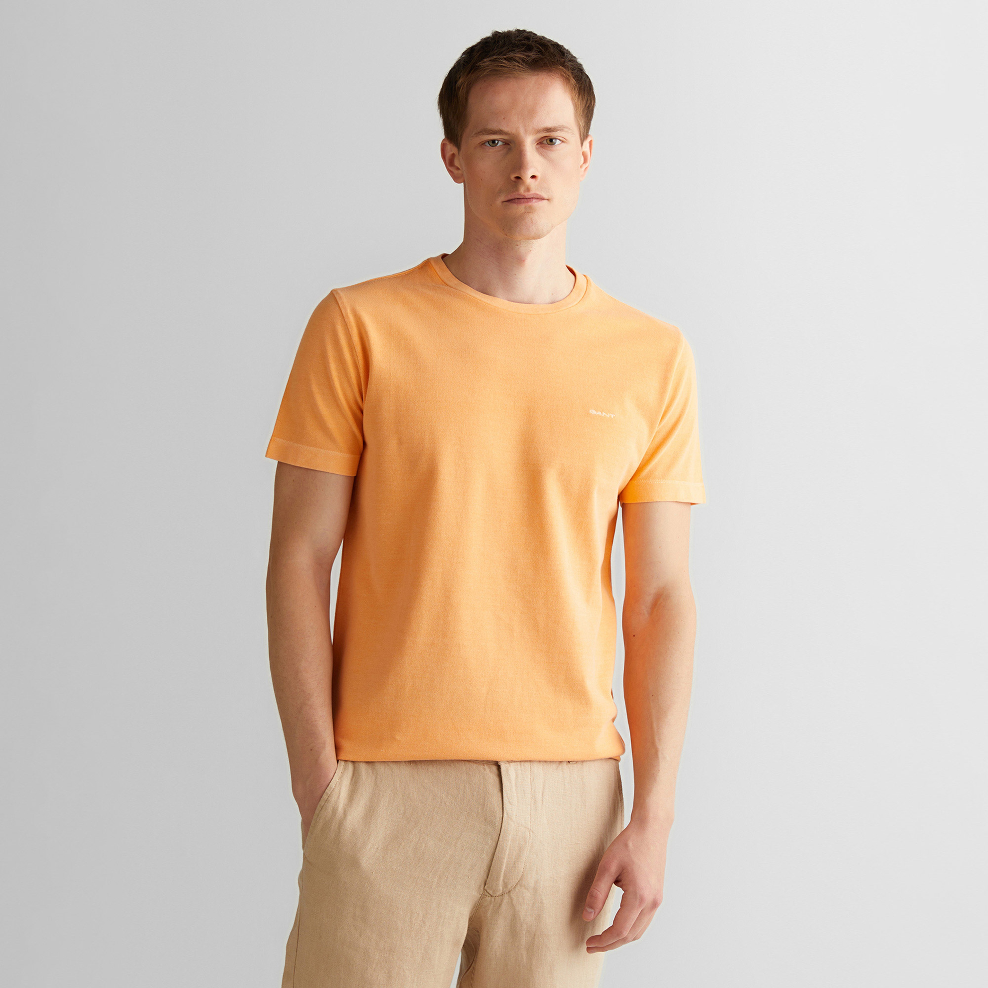 GANT Erkek Turuncu Slim Fit Bisiklet Yaka T-Shirt