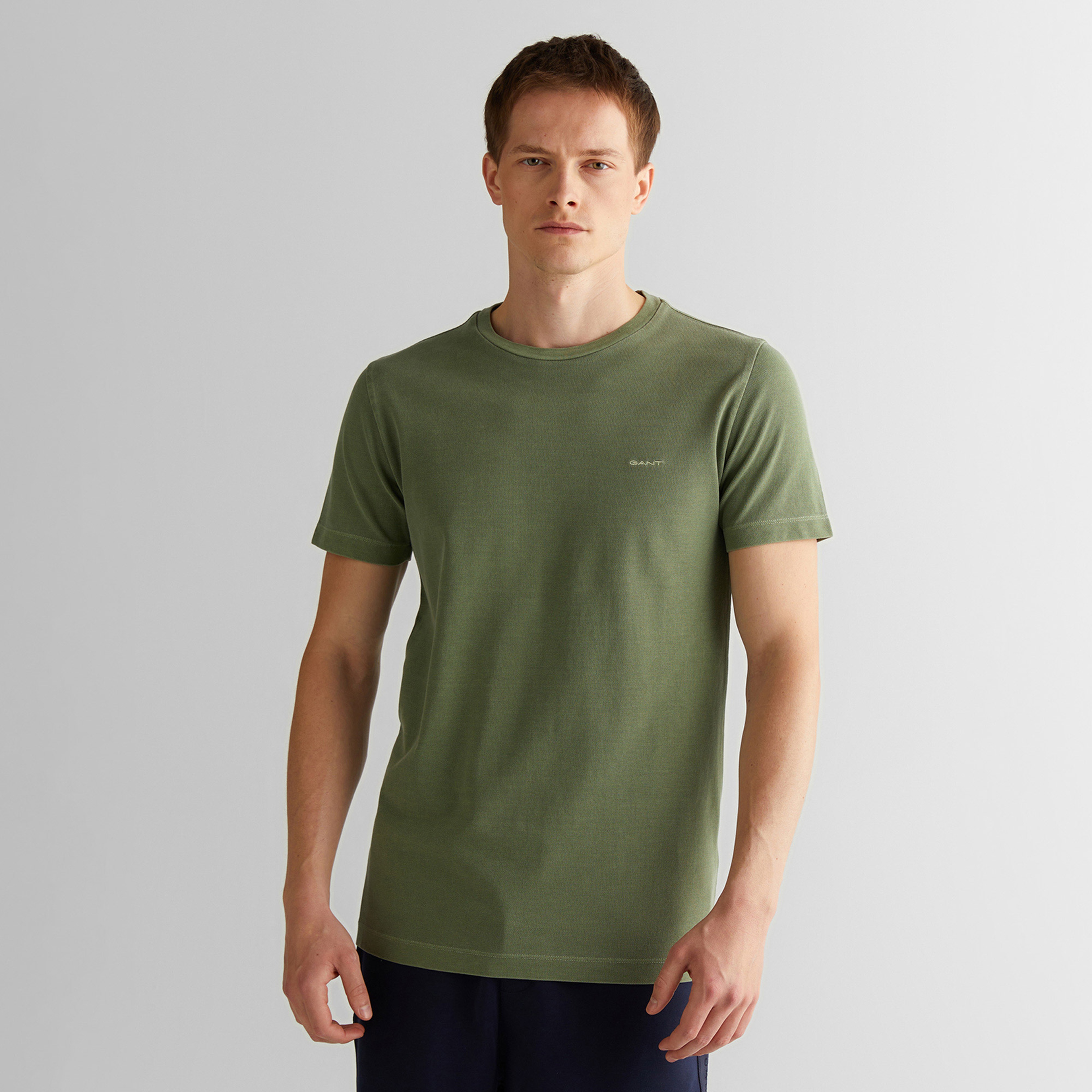 GANT Erkek Yeşil Slim Fit Bisiklet Yaka T-shirt
