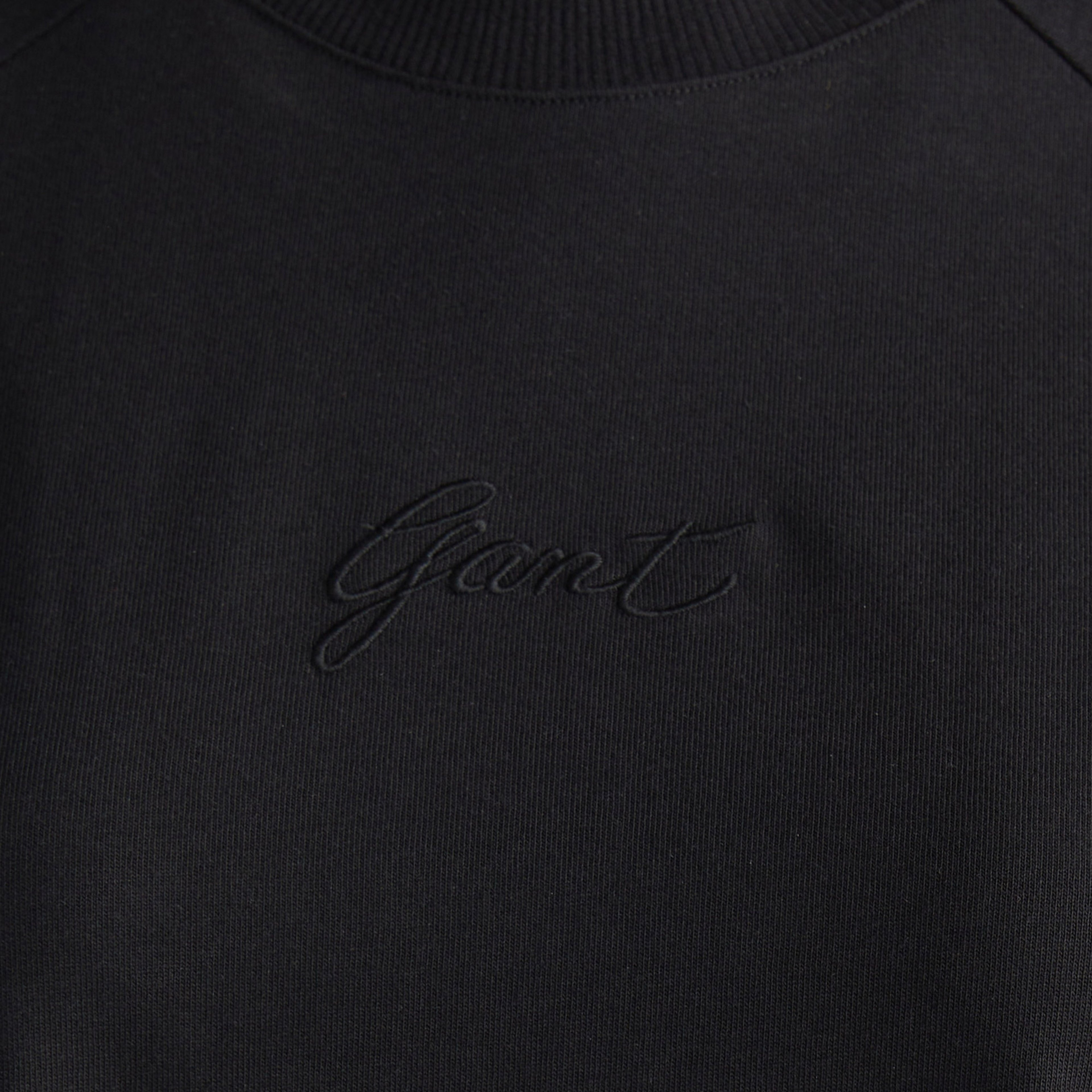 GANT Kadın Siyah Bisiklet Yaka Logolu T-Shirt