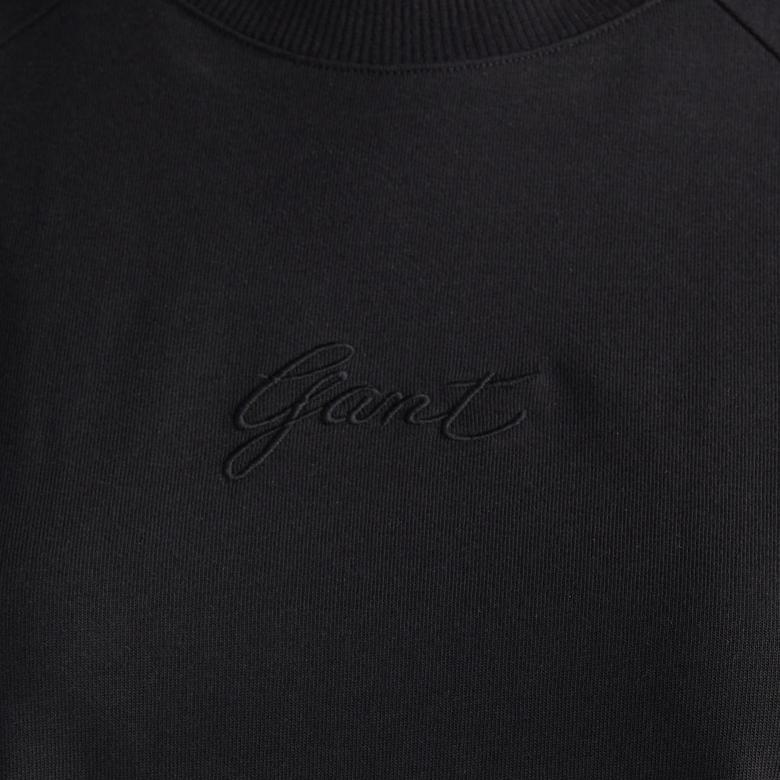 GANT Kadın Siyah Bisiklet Yaka Logolu T-Shirt