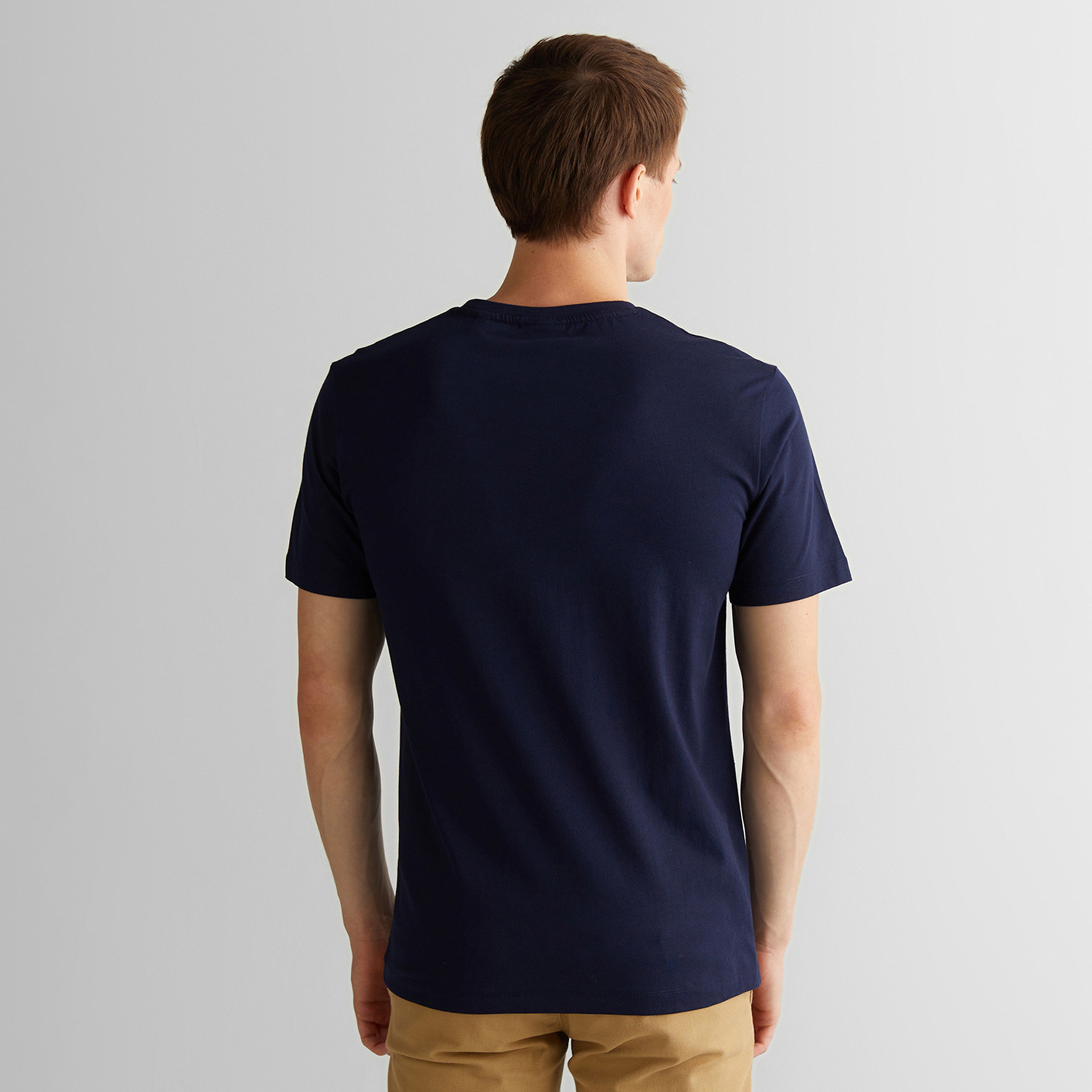 GANT Erkek Lacivert Regular Fit Bisiklet Yaka Logolu T-Shirt