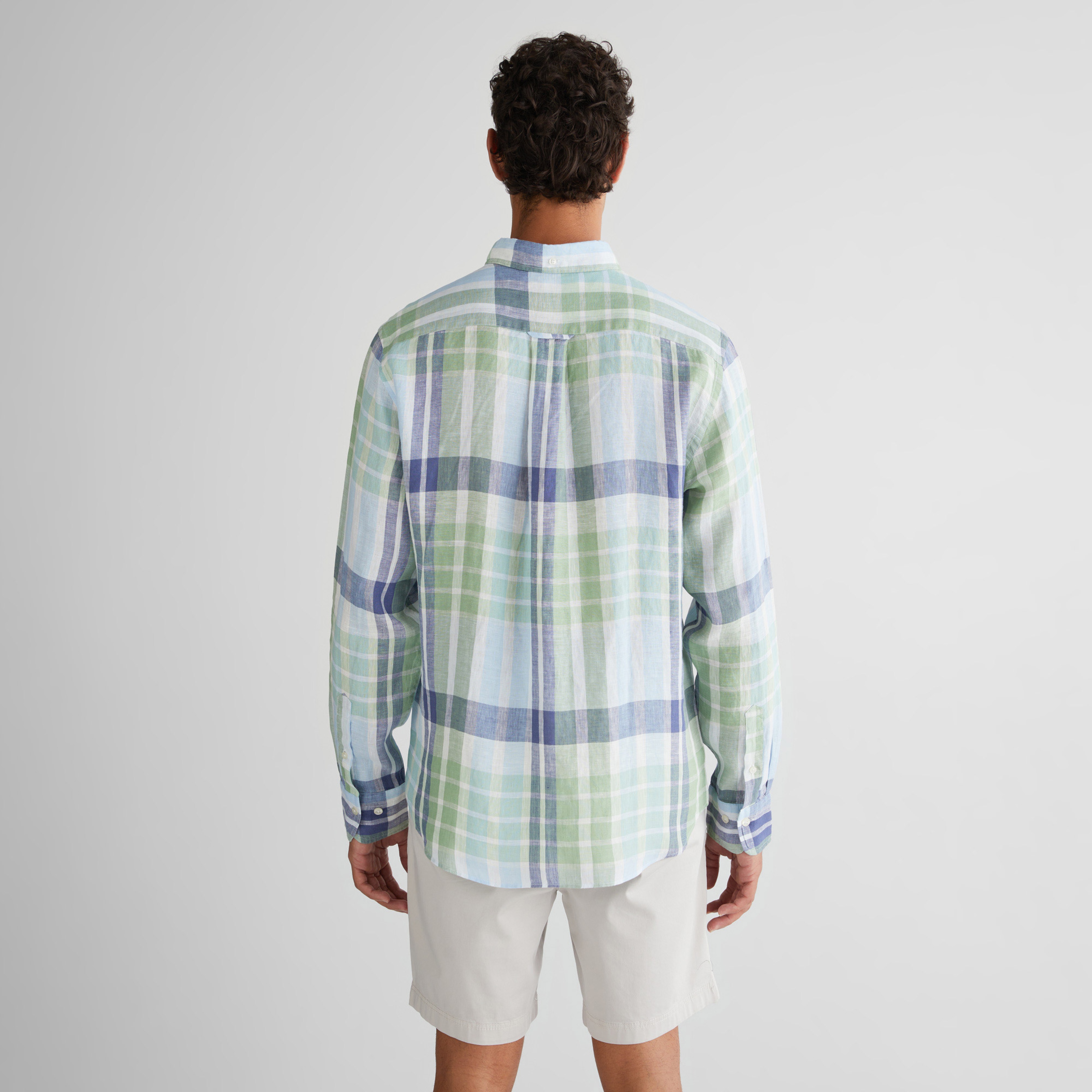 GANT Erkek Yeşil Regular Fit Düğmeli Yaka Kareli Gömlek