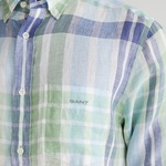 GANT Erkek Yeşil Regular Fit Düğmeli Yaka Kareli Gömlek