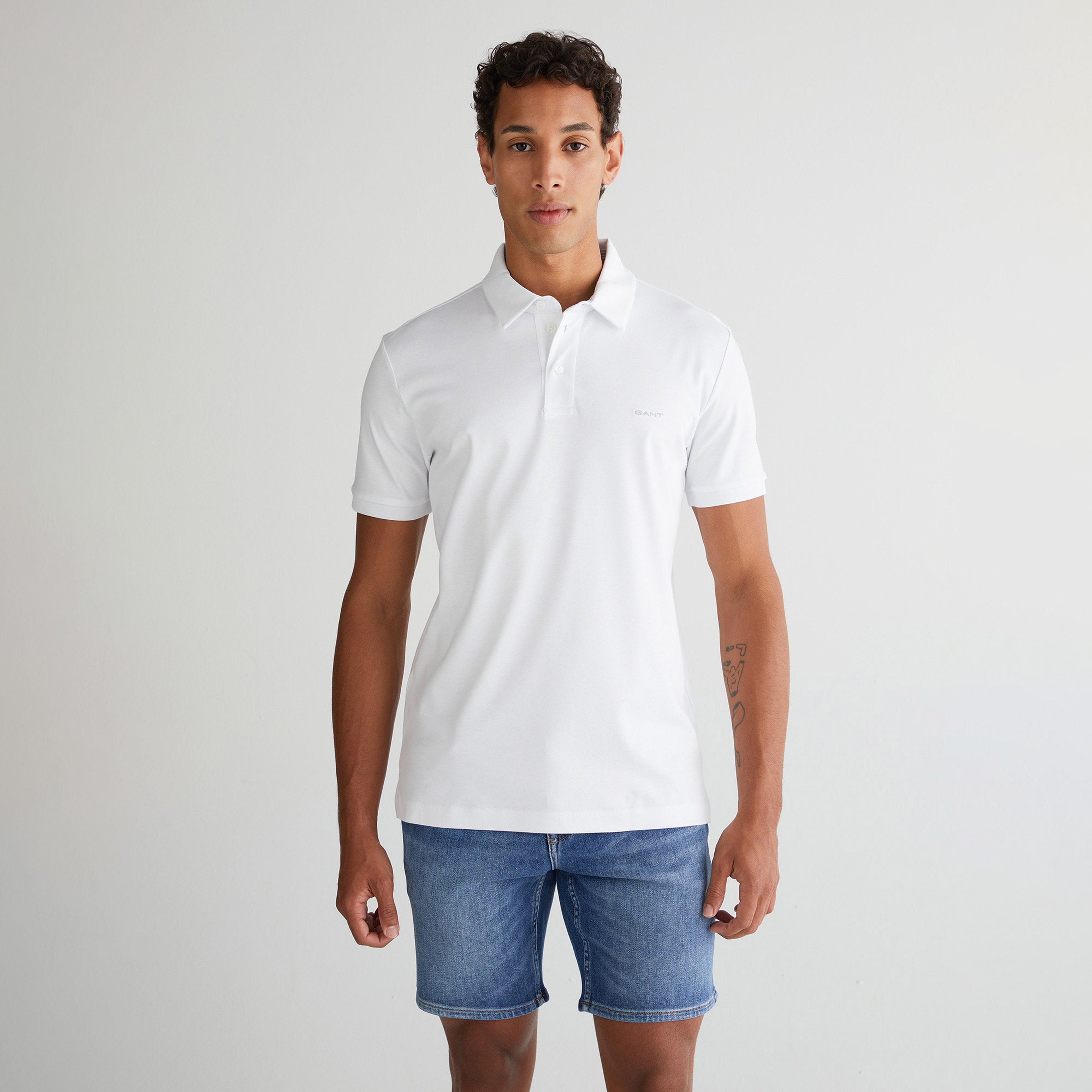 GANT Erkek Beyaz Slim Fit Polo