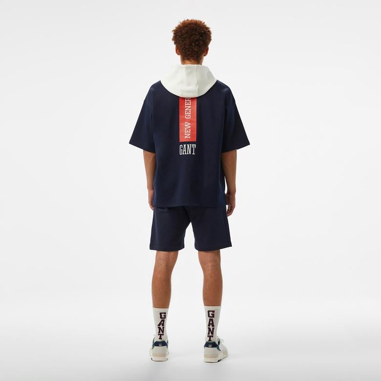 GANT Erkek Lacivert Kapüşonlu T-Shirt