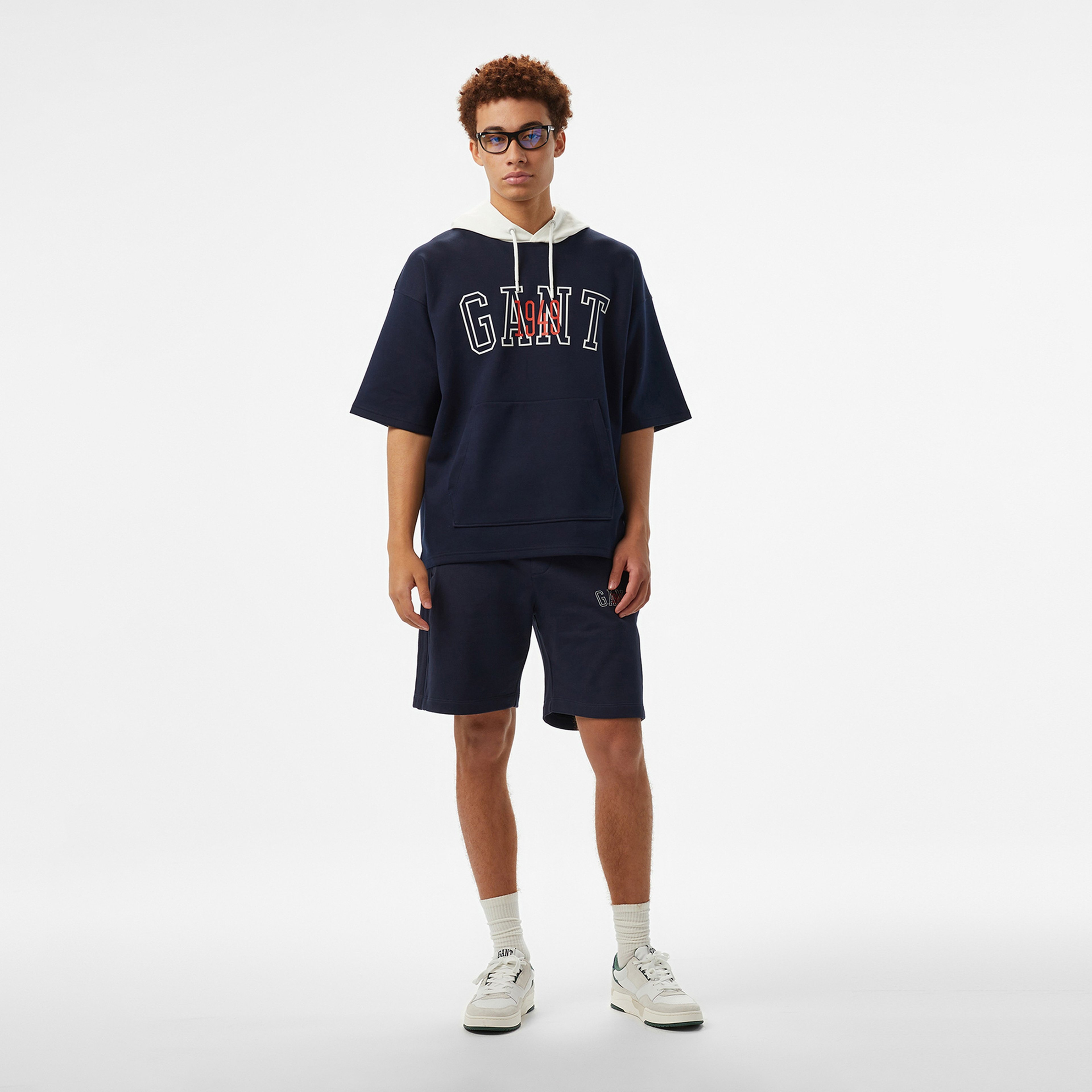 GANT Erkek Lacivert Kapüşonlu T-Shirt