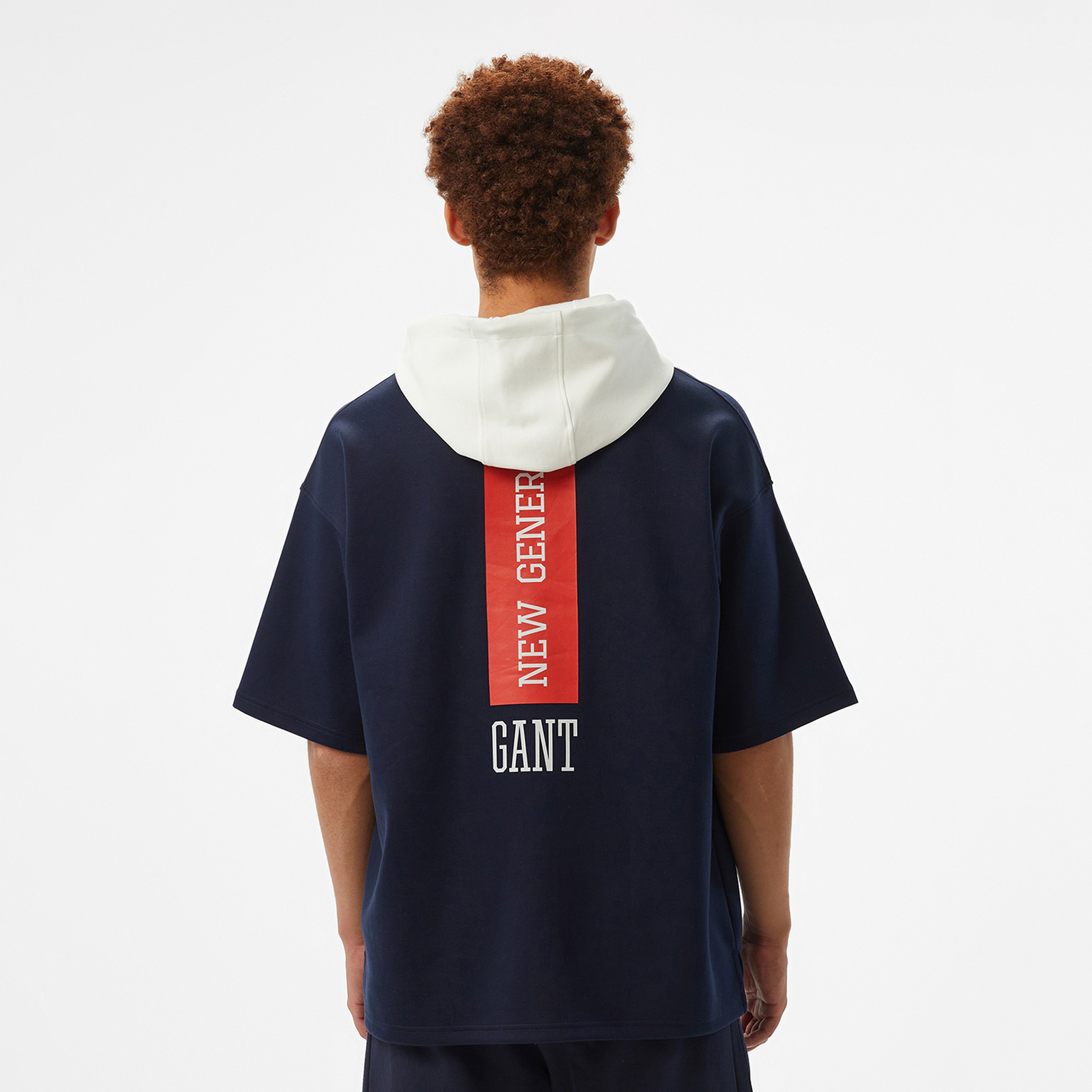 GANT Erkek Lacivert Kapüşonlu T-Shirt