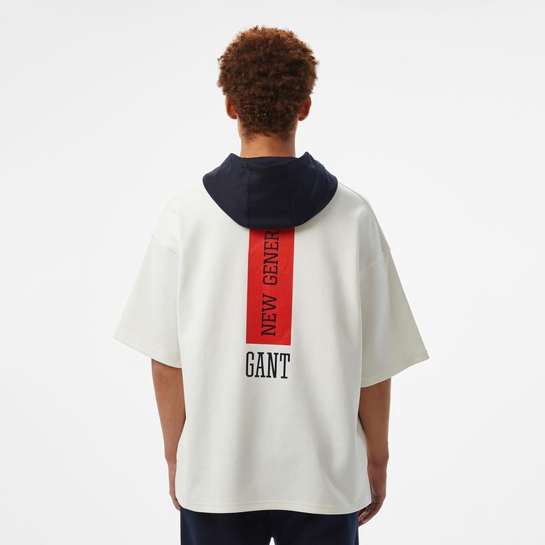GANT Erkek Beyaz Kapüşonlu T-Shirt