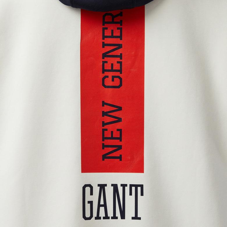GANT Erkek Beyaz Kapüşonlu T-Shirt