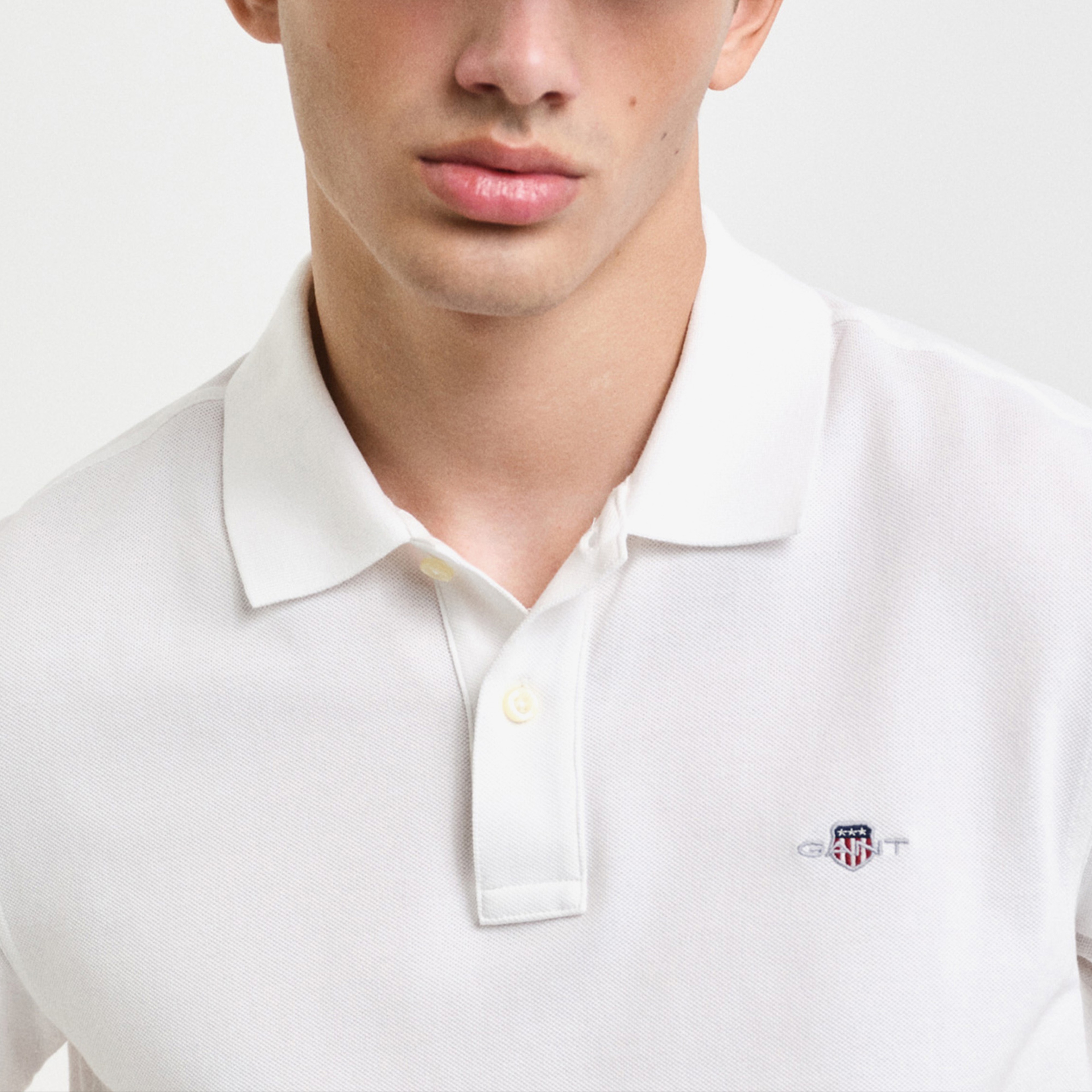 GANT Erkek Beyaz Slim Fit Polo