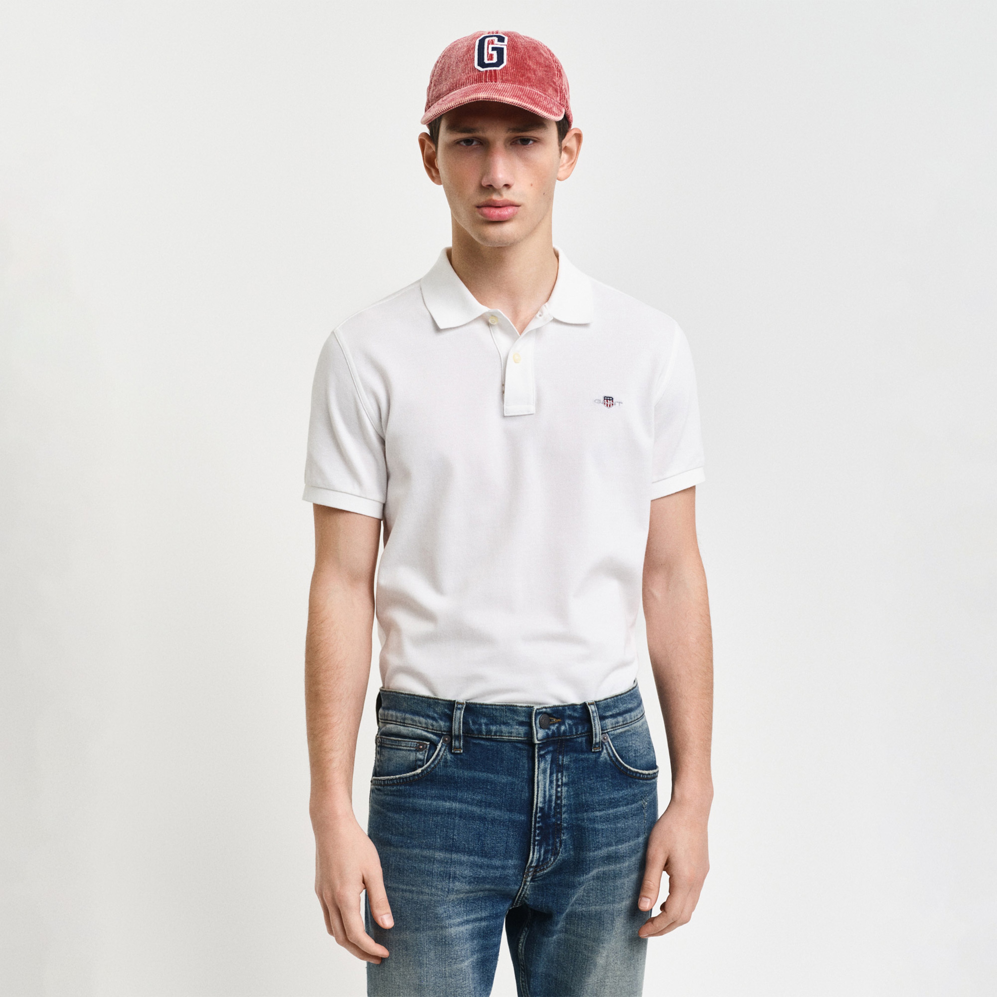 GANT Erkek Beyaz Slim Fit Polo