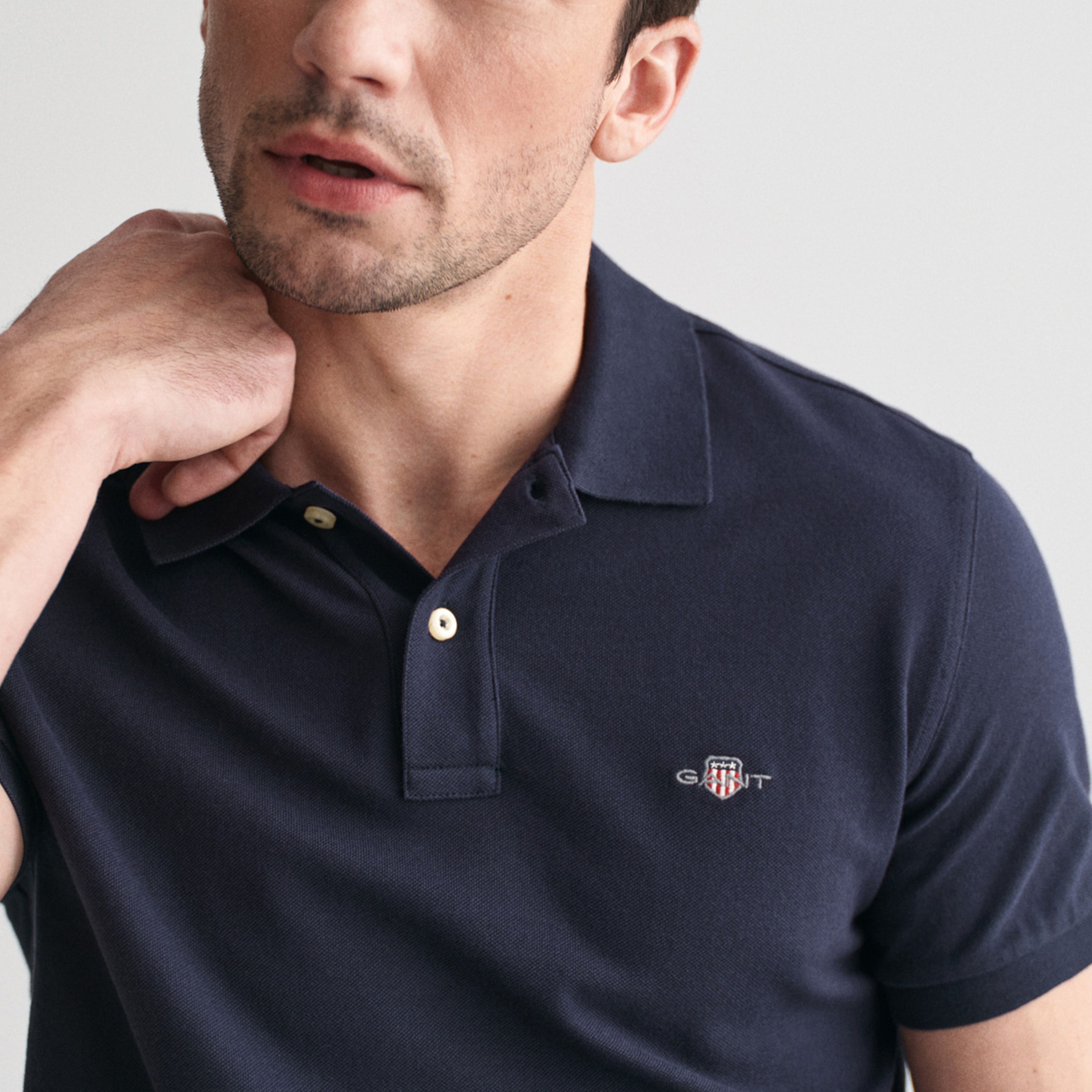 GANT Erkek Lacivert Slim Fit Polo
