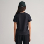 GANT Kadın Siyah Regular Fit Bisiklet Yaka T-Shirt