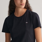 GANT Kadın Siyah Regular Fit Bisiklet Yaka T-Shirt