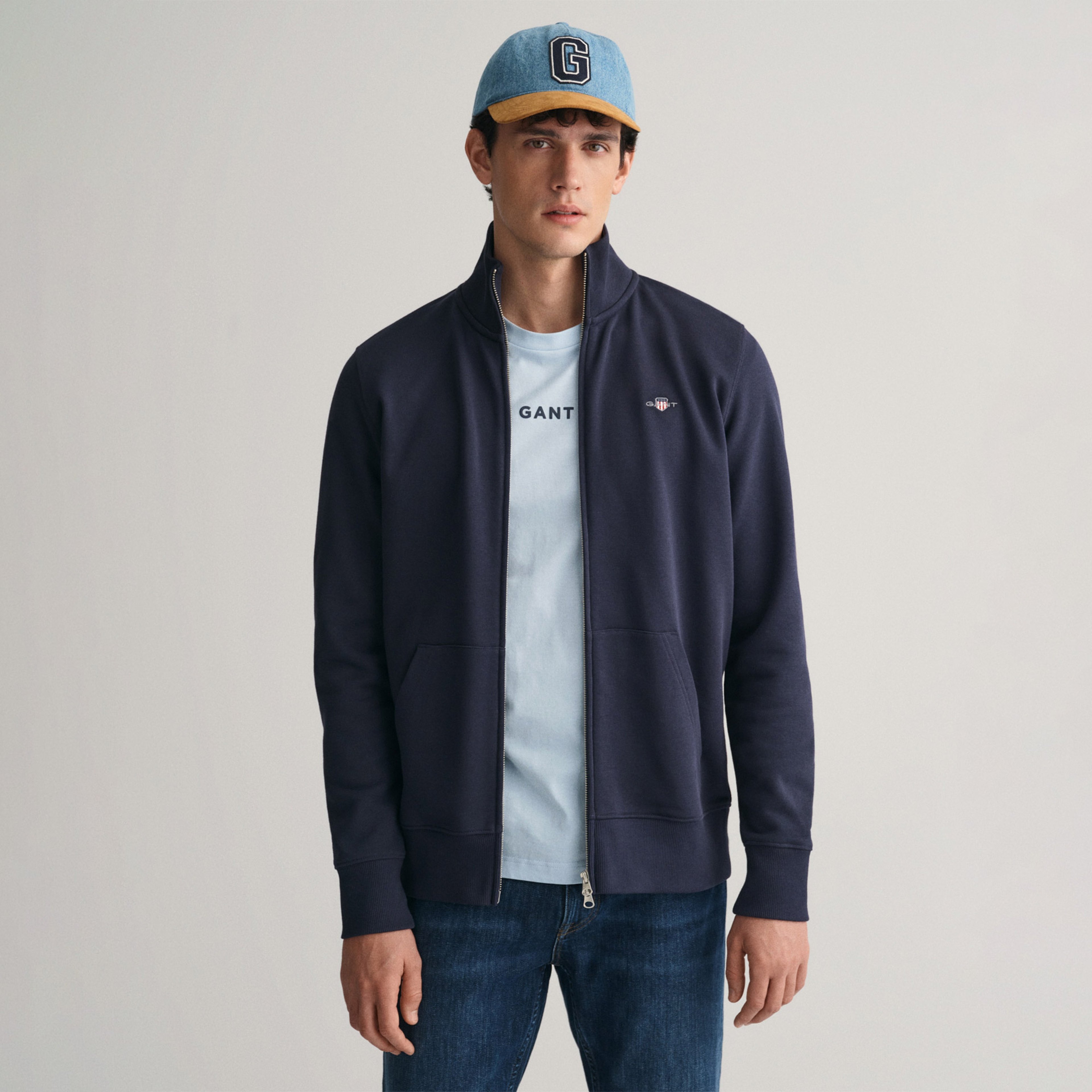 GANT Erkek Lacivert Regular Fit Fermuarlı Sweatshirt