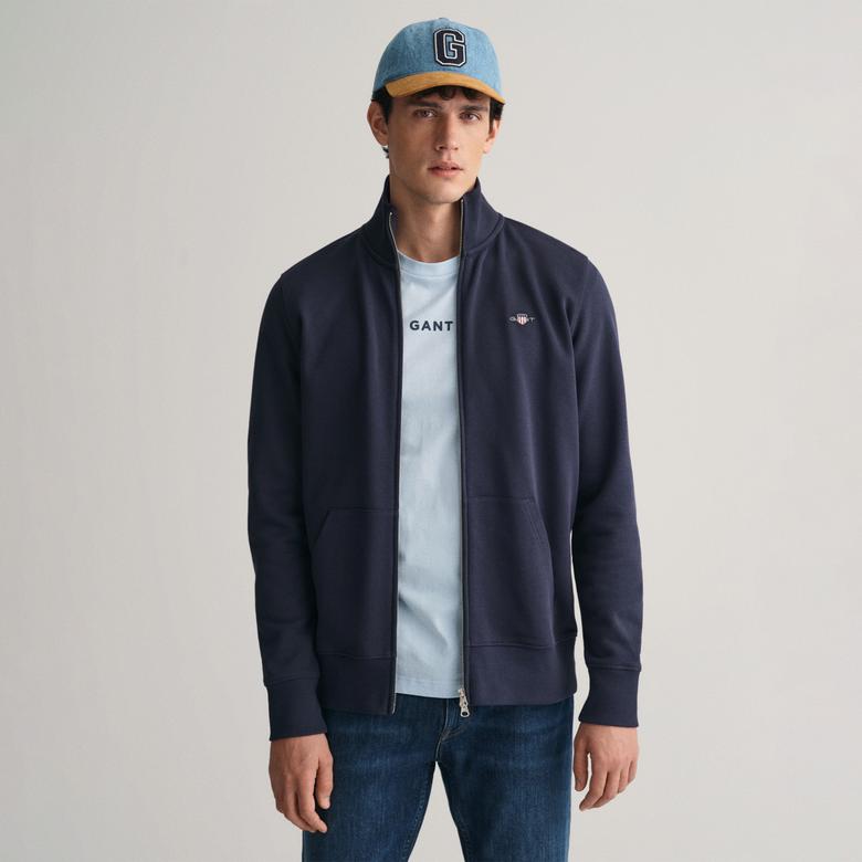 GANT Erkek Lacivert Regular Fit Fermuarlı Sweatshirt