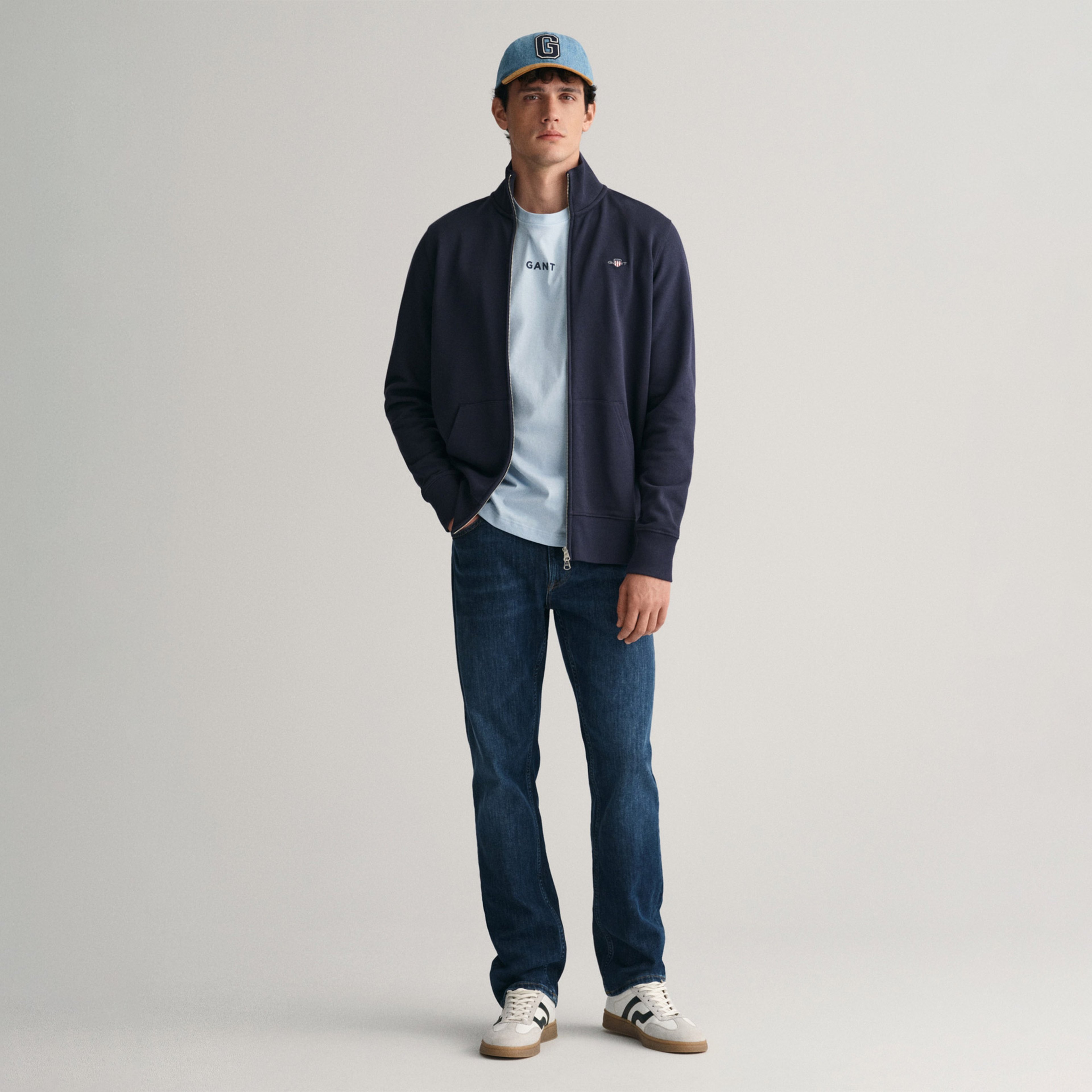 GANT Erkek Lacivert Regular Fit Fermuarlı Sweatshirt