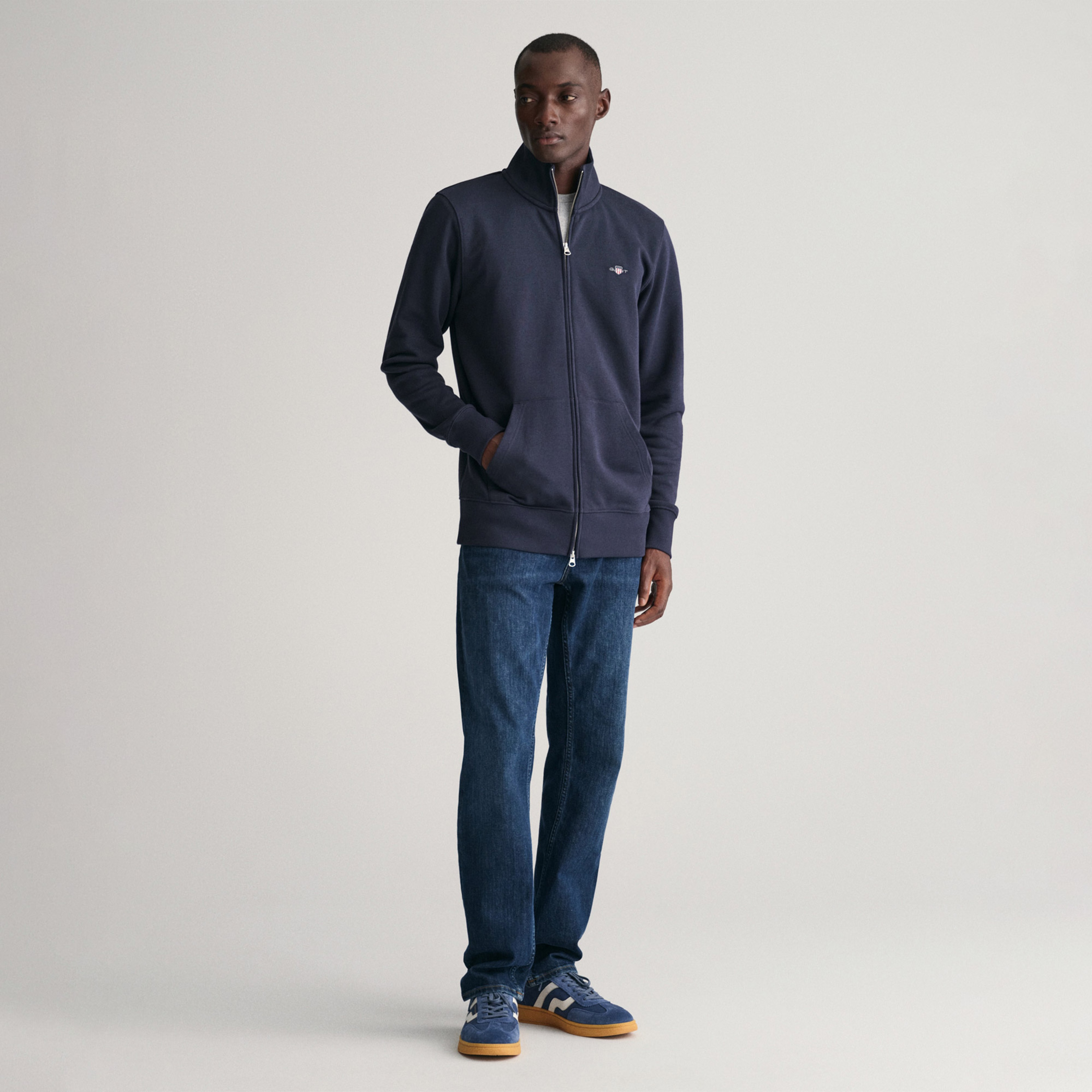 GANT Erkek Lacivert Regular Fit Fermuarlı Sweatshirt