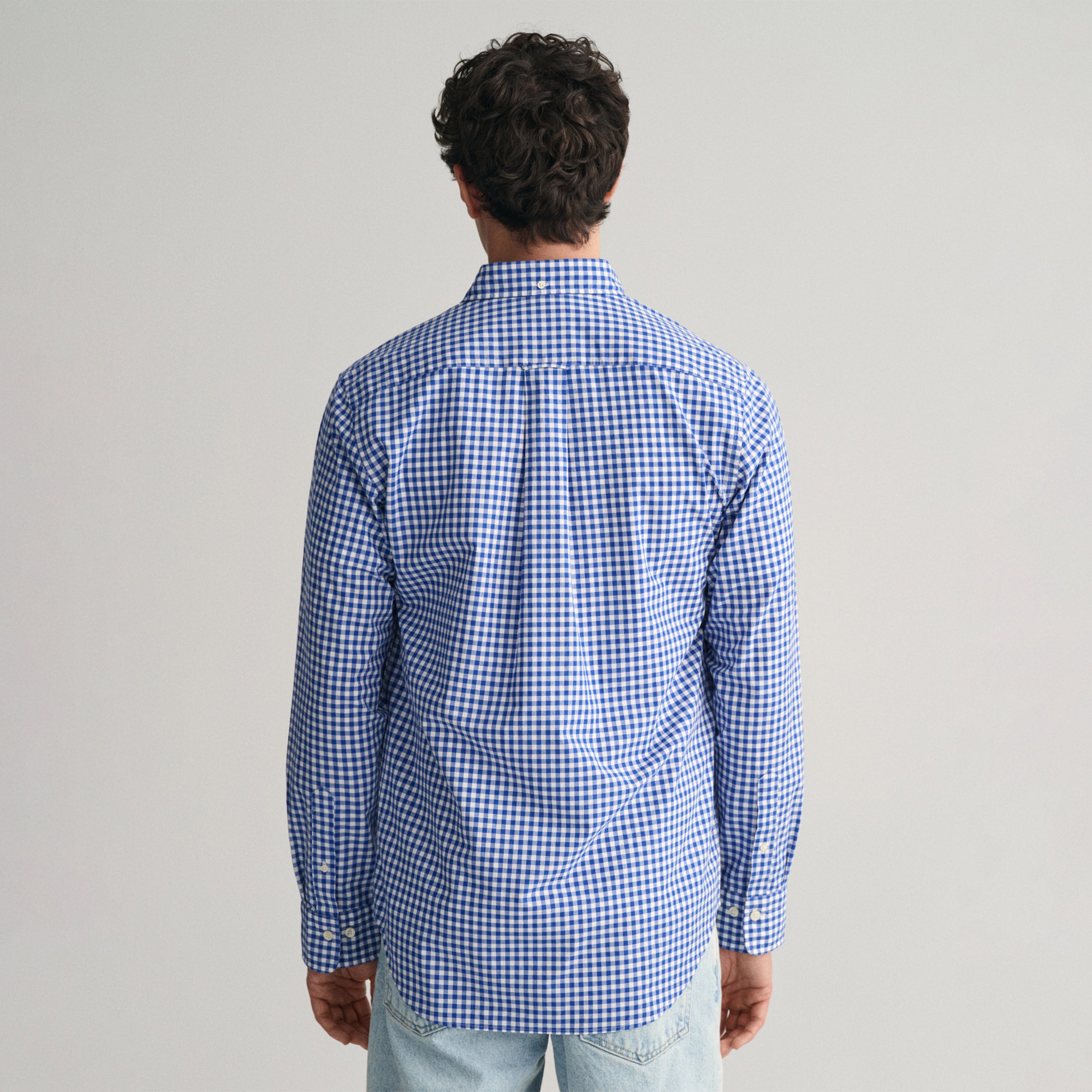 GANT Erkek Mavi Regular Fit Düğmeli Yaka Kareli Gömlek