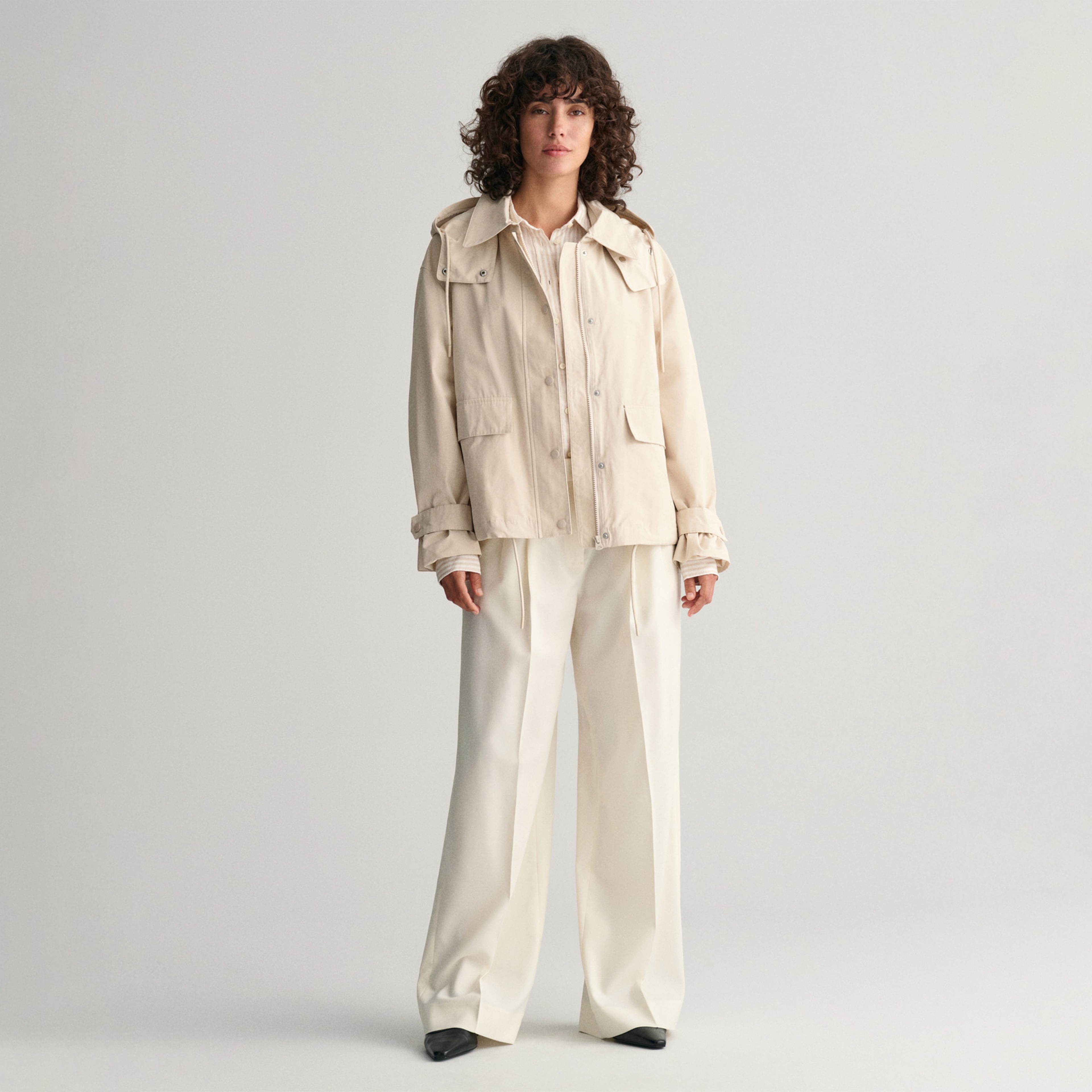 GANT Kadın Krem Regular Fit Kapüşonlu Ceket