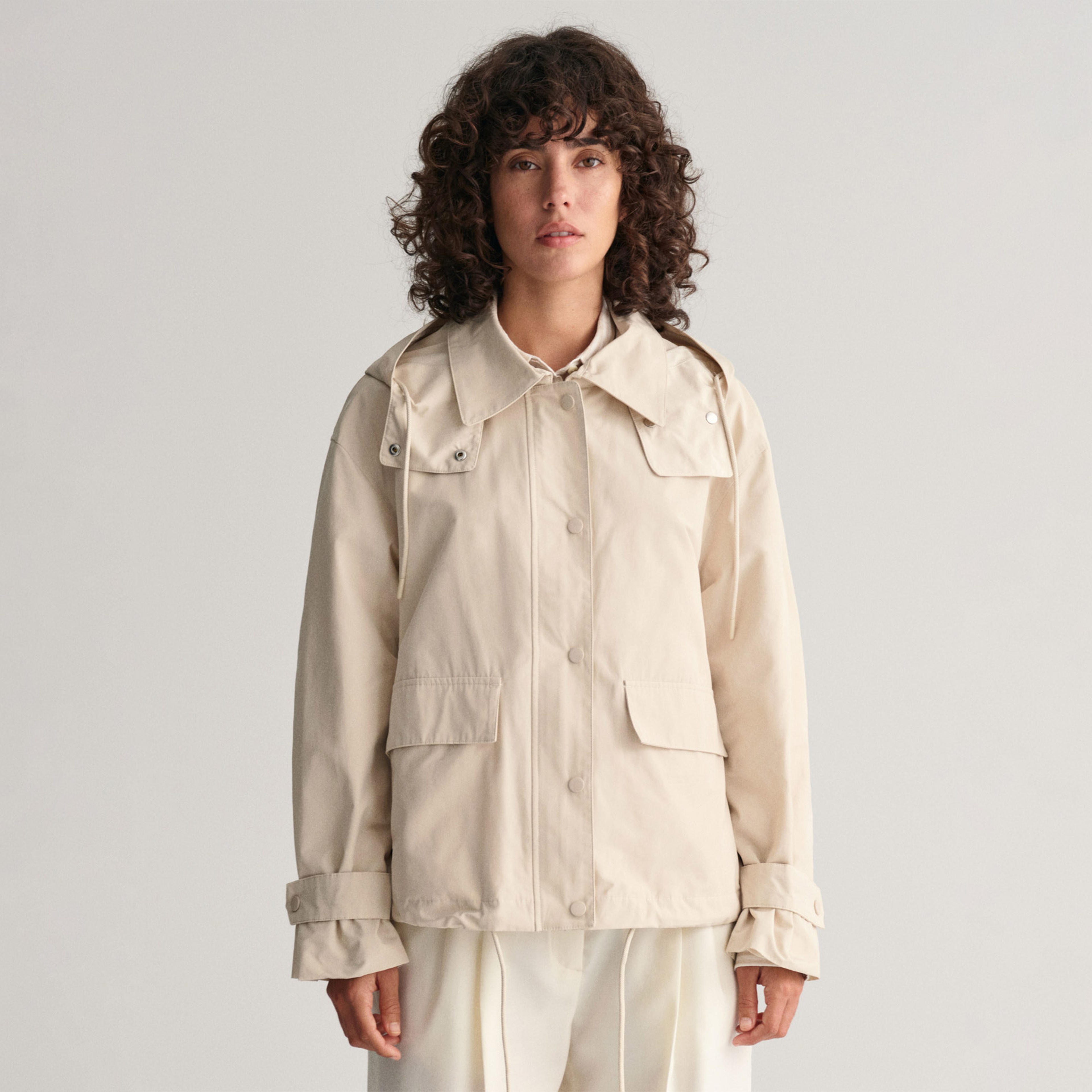 GANT Kadın Krem Regular Fit Kapüşonlu Ceket