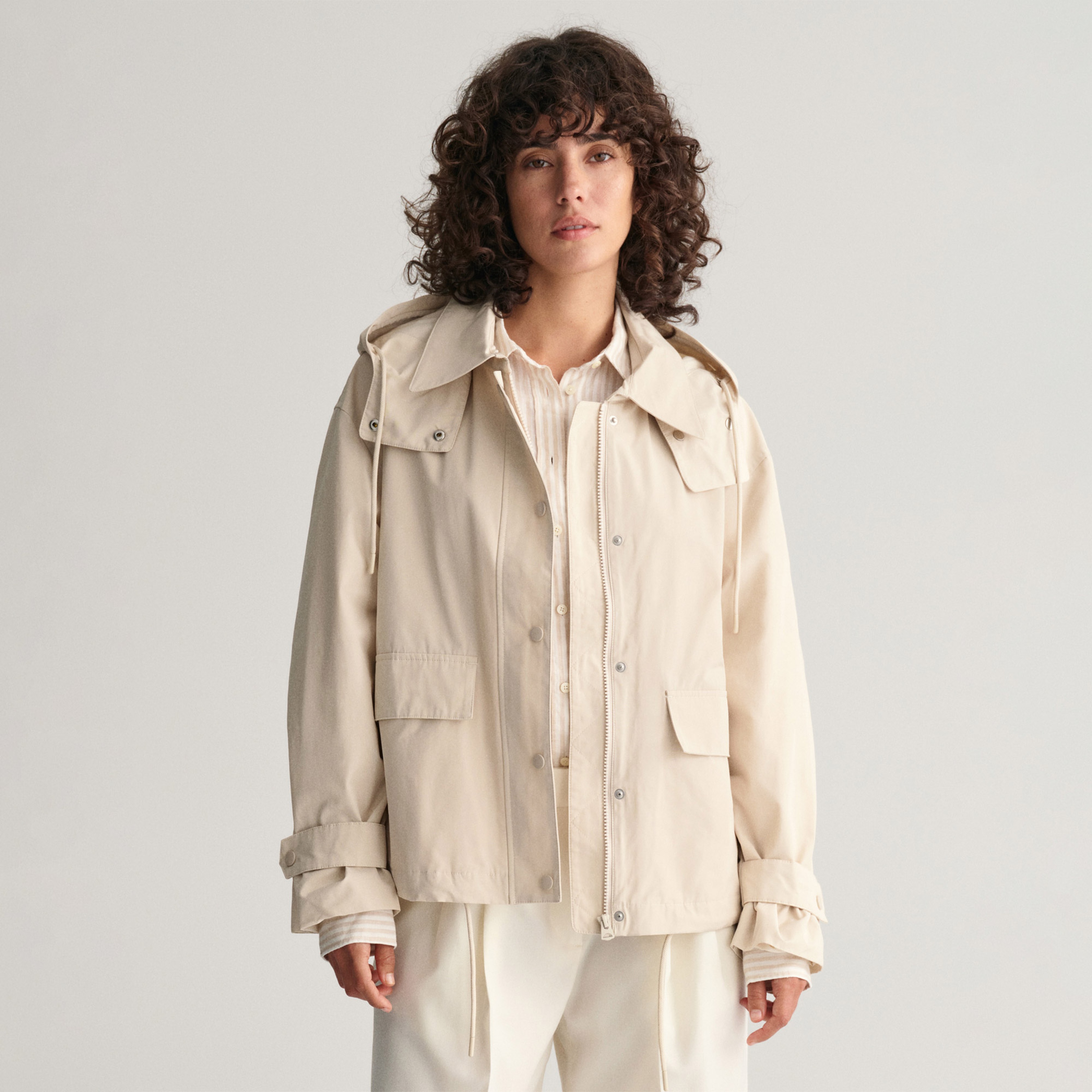 GANT Kadın Krem Regular Fit Kapüşonlu Ceket