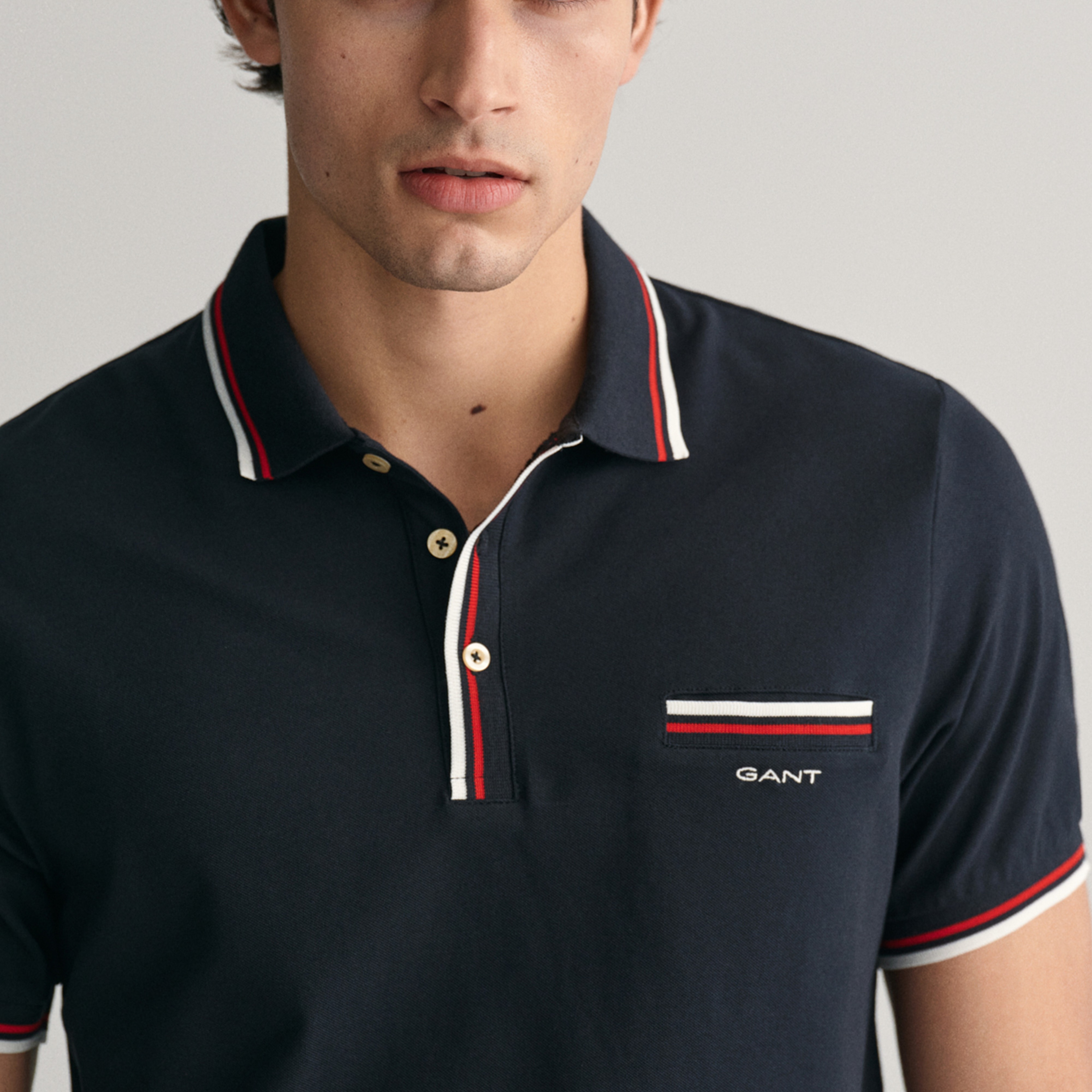 GANT Erkek Siyah Regular Fit Çizgili Polo