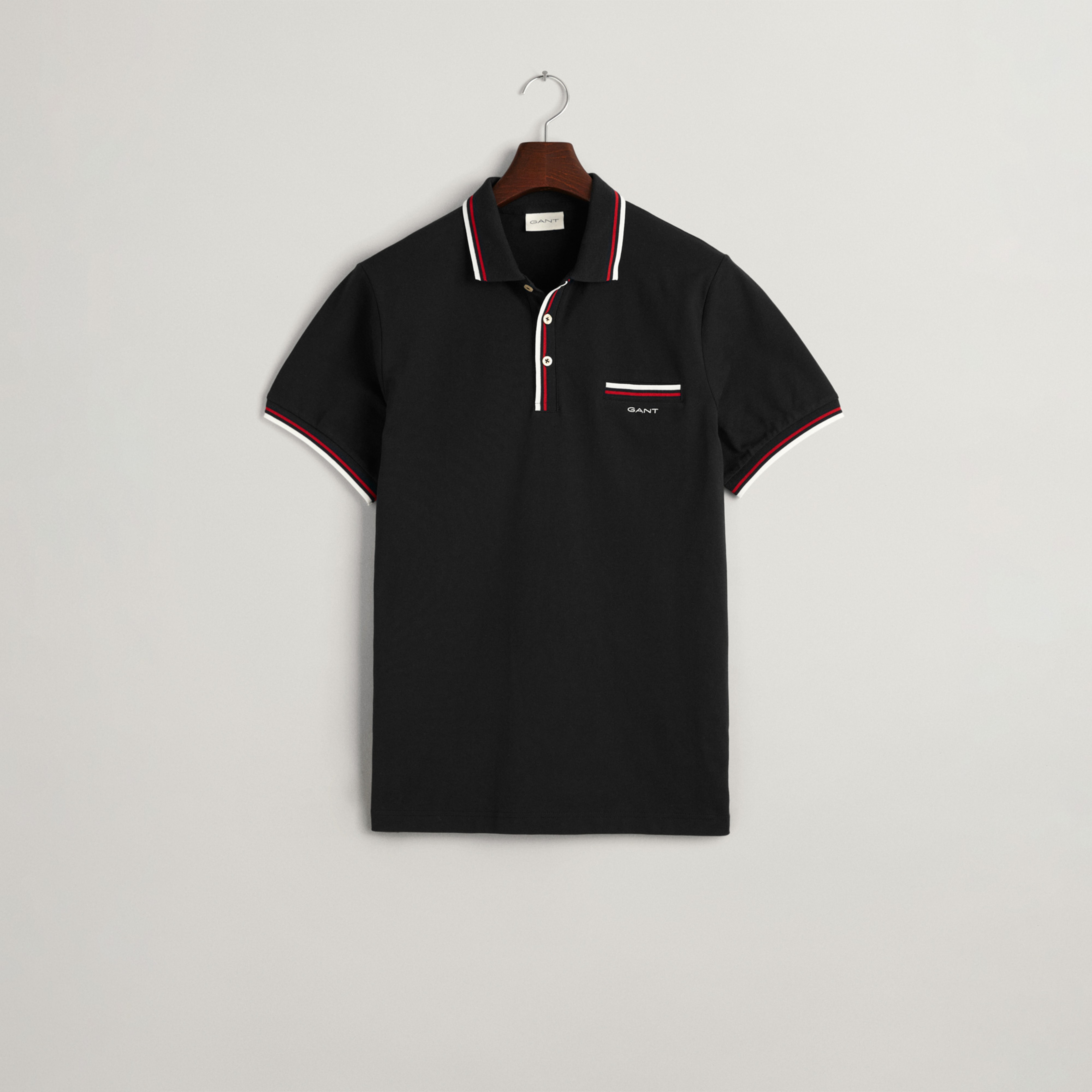 GANT Erkek Siyah Regular Fit Çizgili Polo