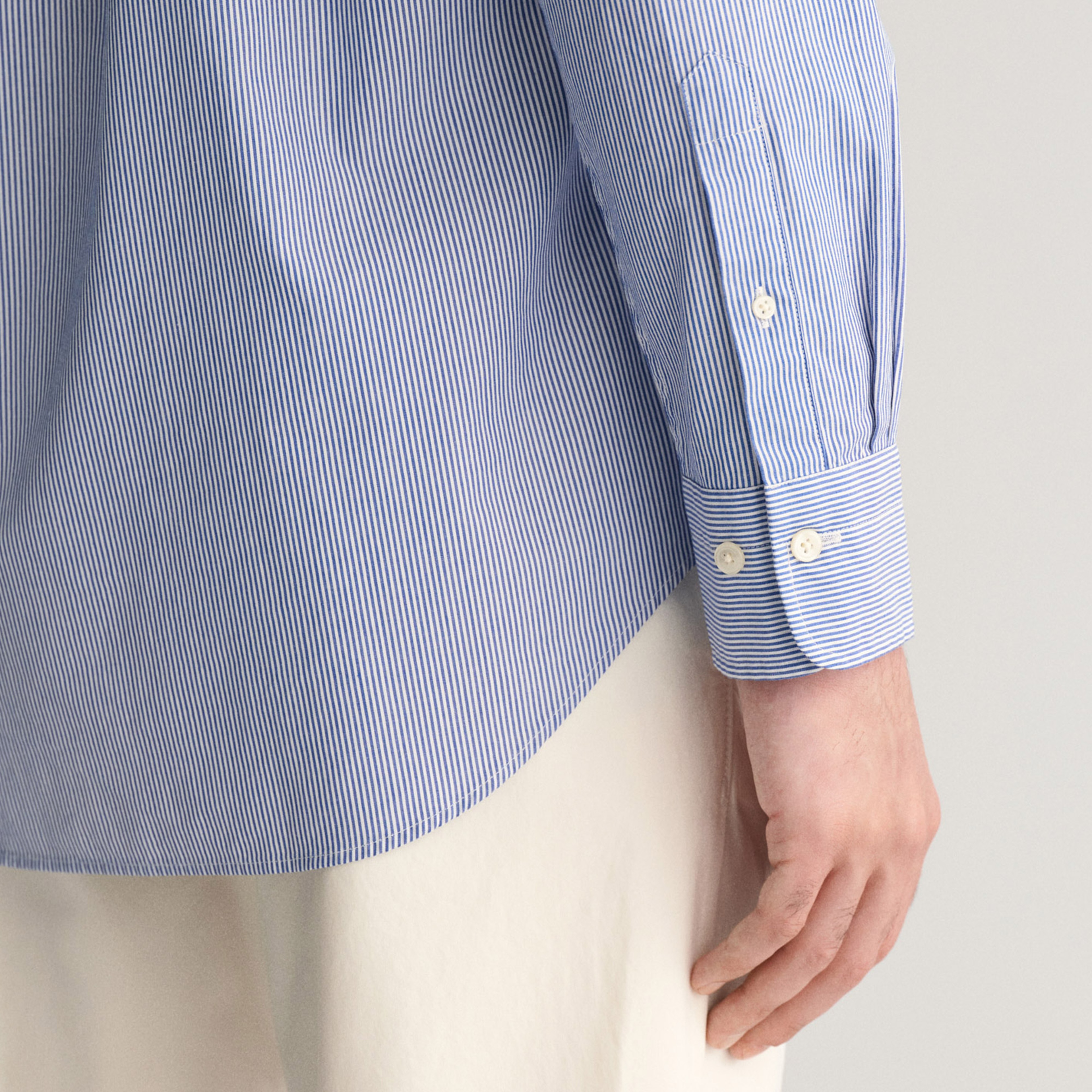 GANT Erkek Mavi Regular Fit Çizgili Düğmeli Yaka Gömlek