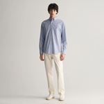 GANT Erkek Mavi Regular Fit Çizgili Düğmeli Yaka Gömlek