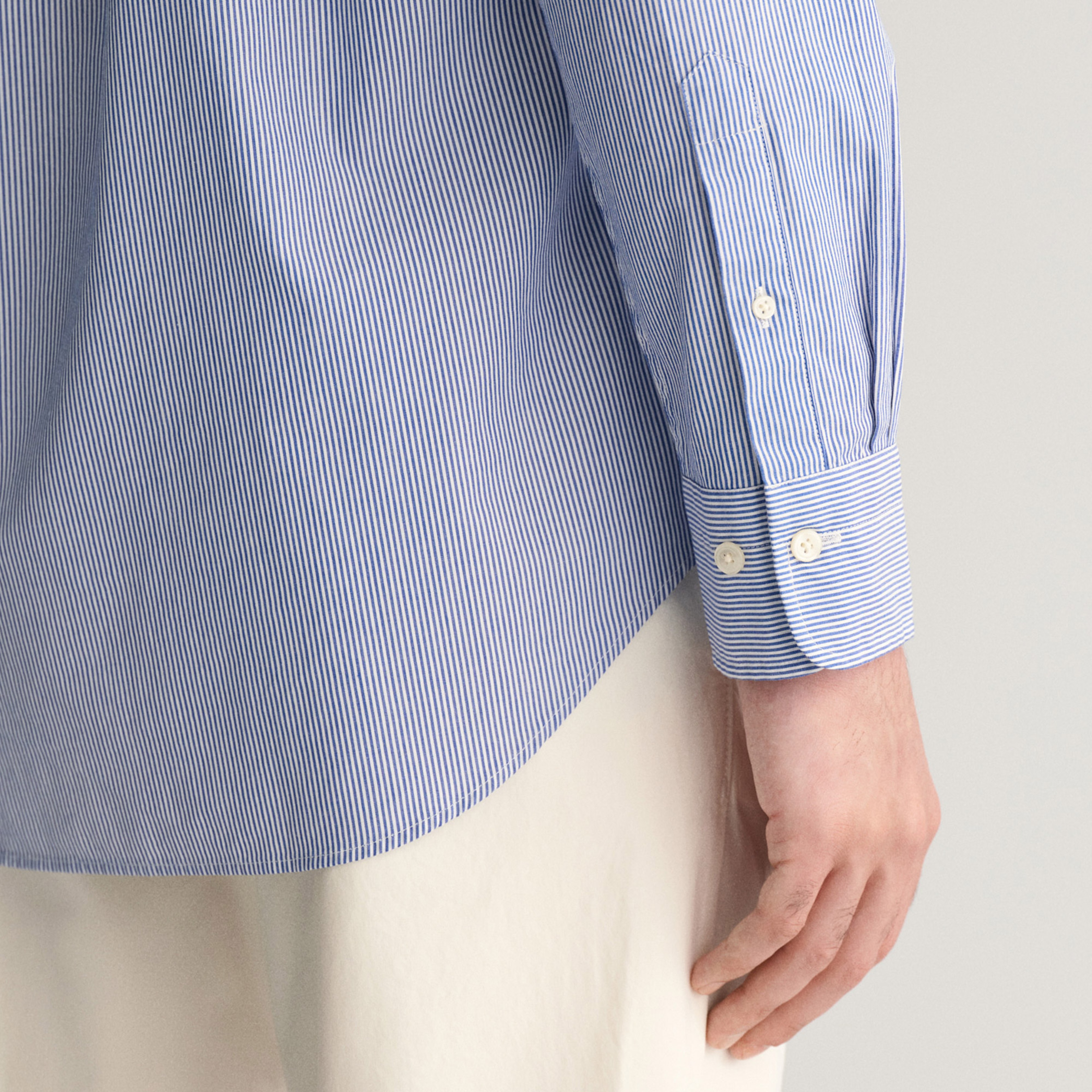 GANT Erkek Mavi Regular Fit Çizgili Düğmeli Yaka Gömlek