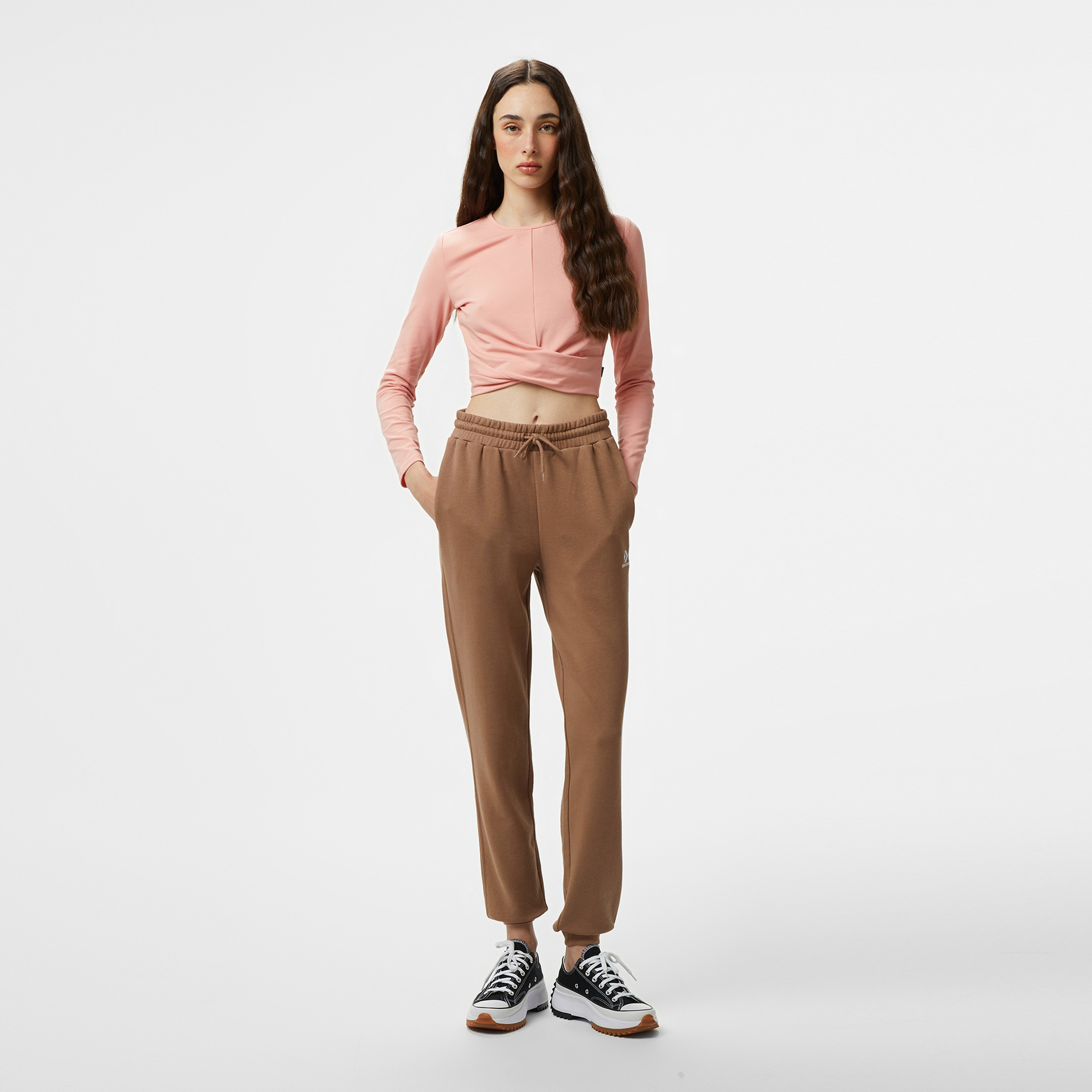 Converse Twist Front Kadın Uzun Kollu Pembe T-Shirt