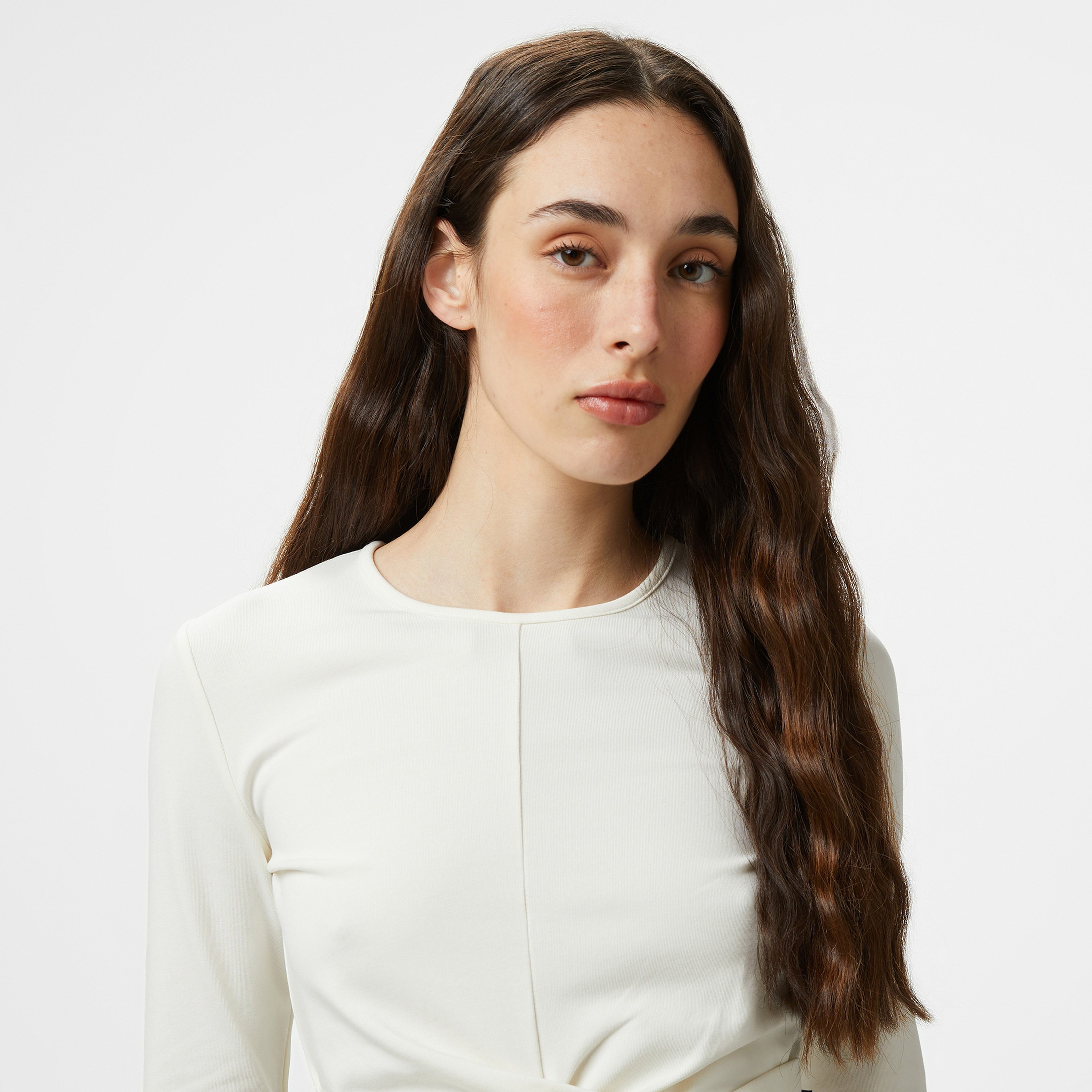 Converse Twist Front Kadın Uzun Kollu Krem T-Shirt