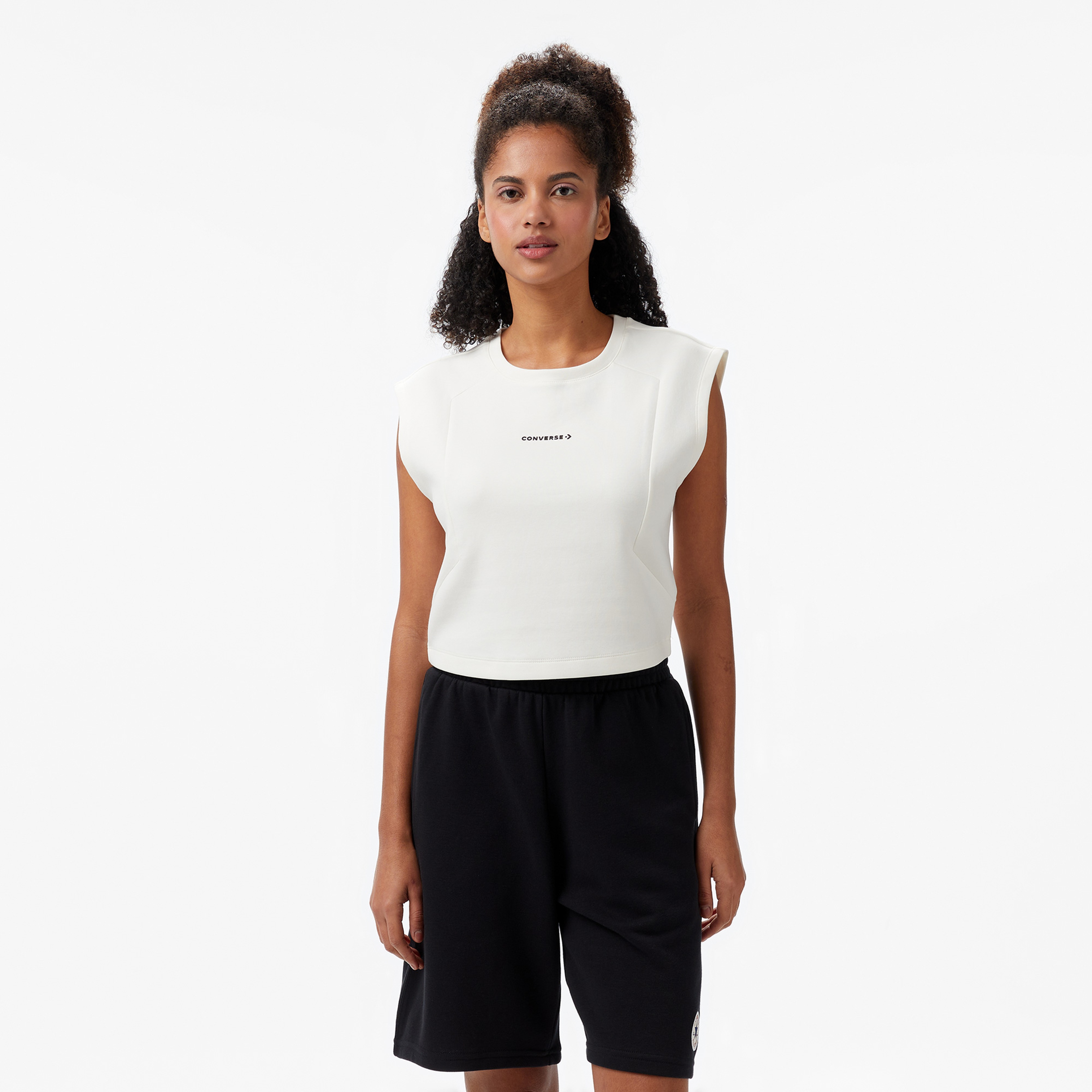 Converse Star Chevron Baskılı Kadın Krem T-Shirt